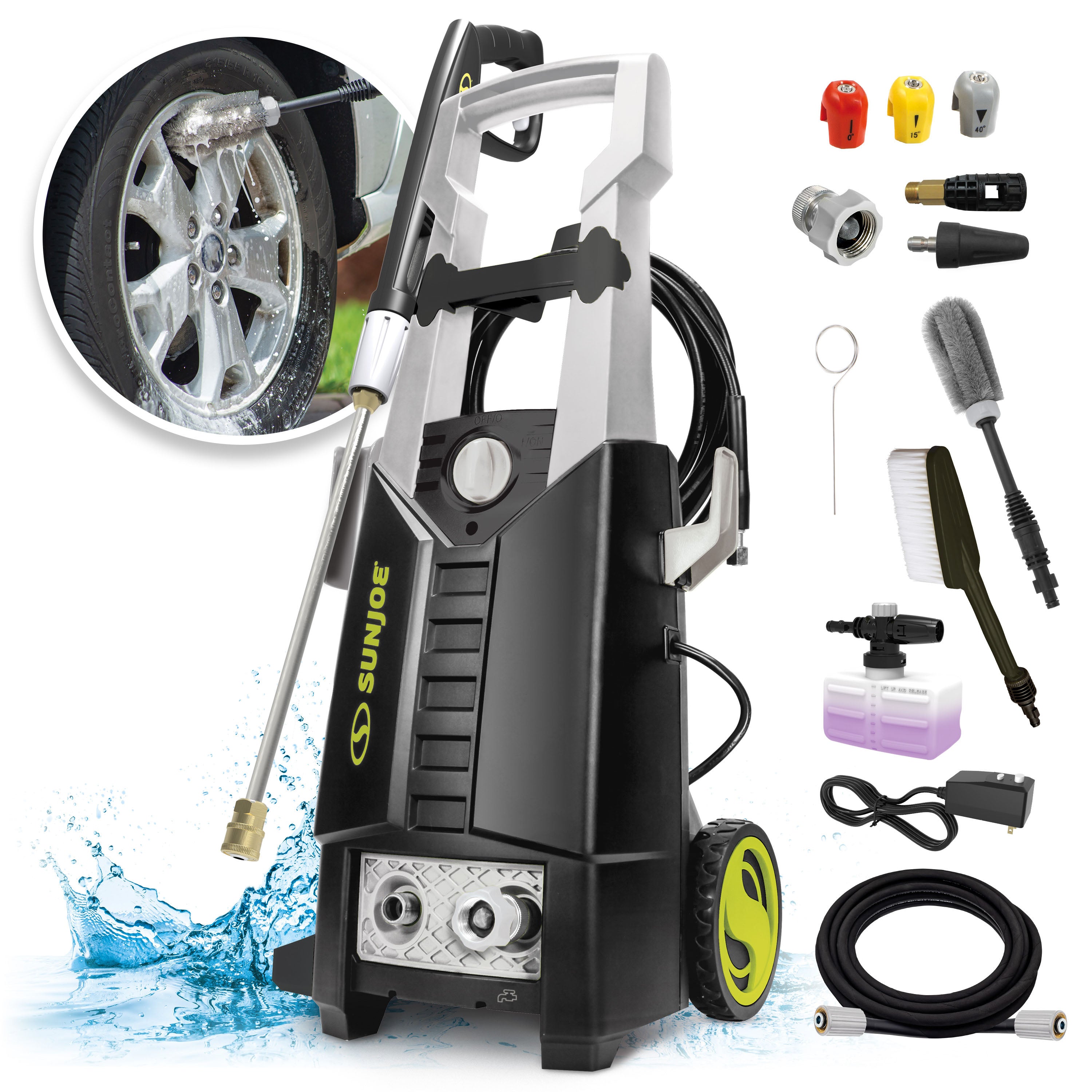 Sun Joe SPX2700-MAX Electric Pressure Washer | 13-Amp | Included Utility Bristle Brush and Rim Brush | Quick Connect + Turbo Nozzles