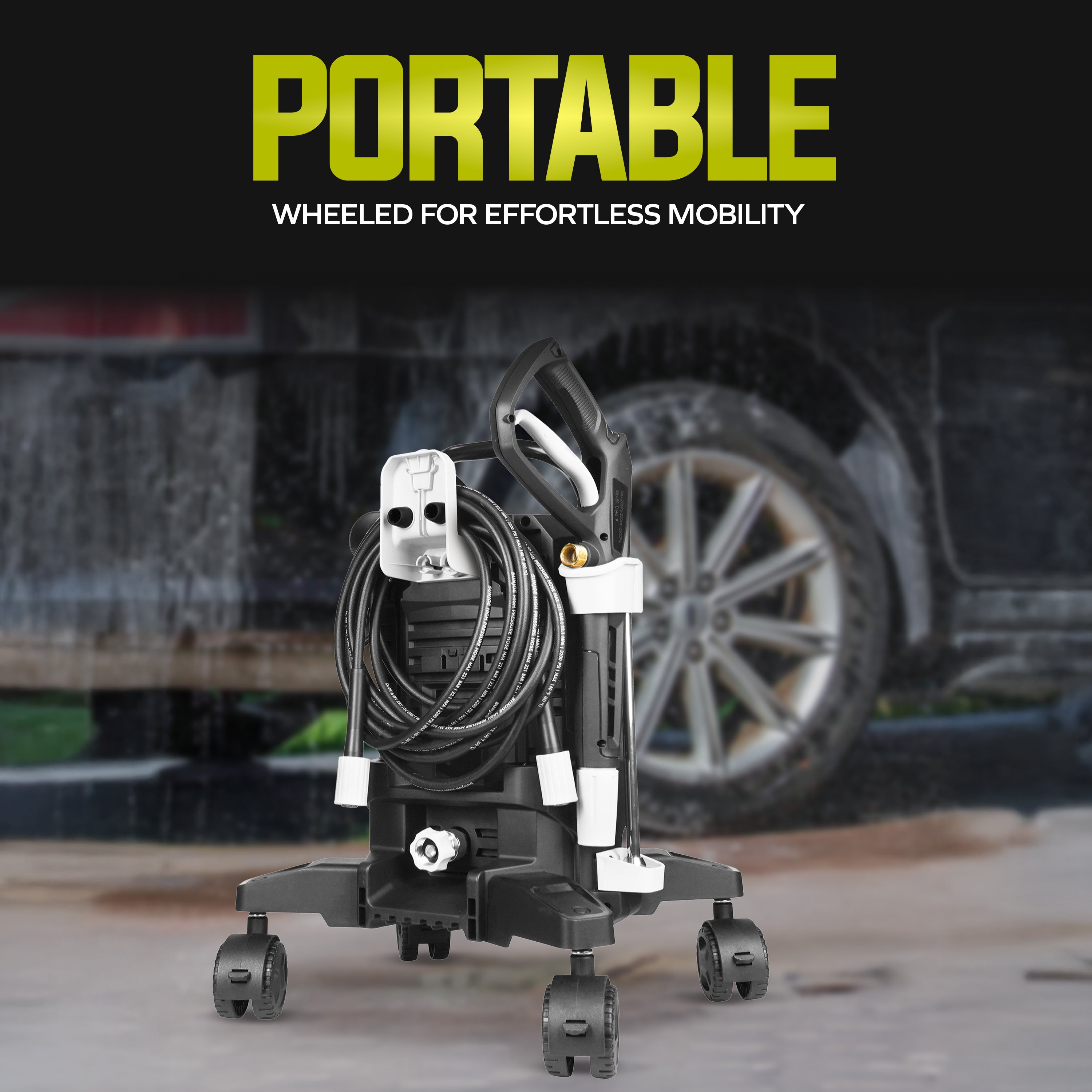 Sun Joe Electric Pressure Washer W/ Wheels | 8-Pc Accessory Kit + 3-Pack Detergent | 14.9-Amp | 2200 Rated PSI | 1.1 Rated GPM