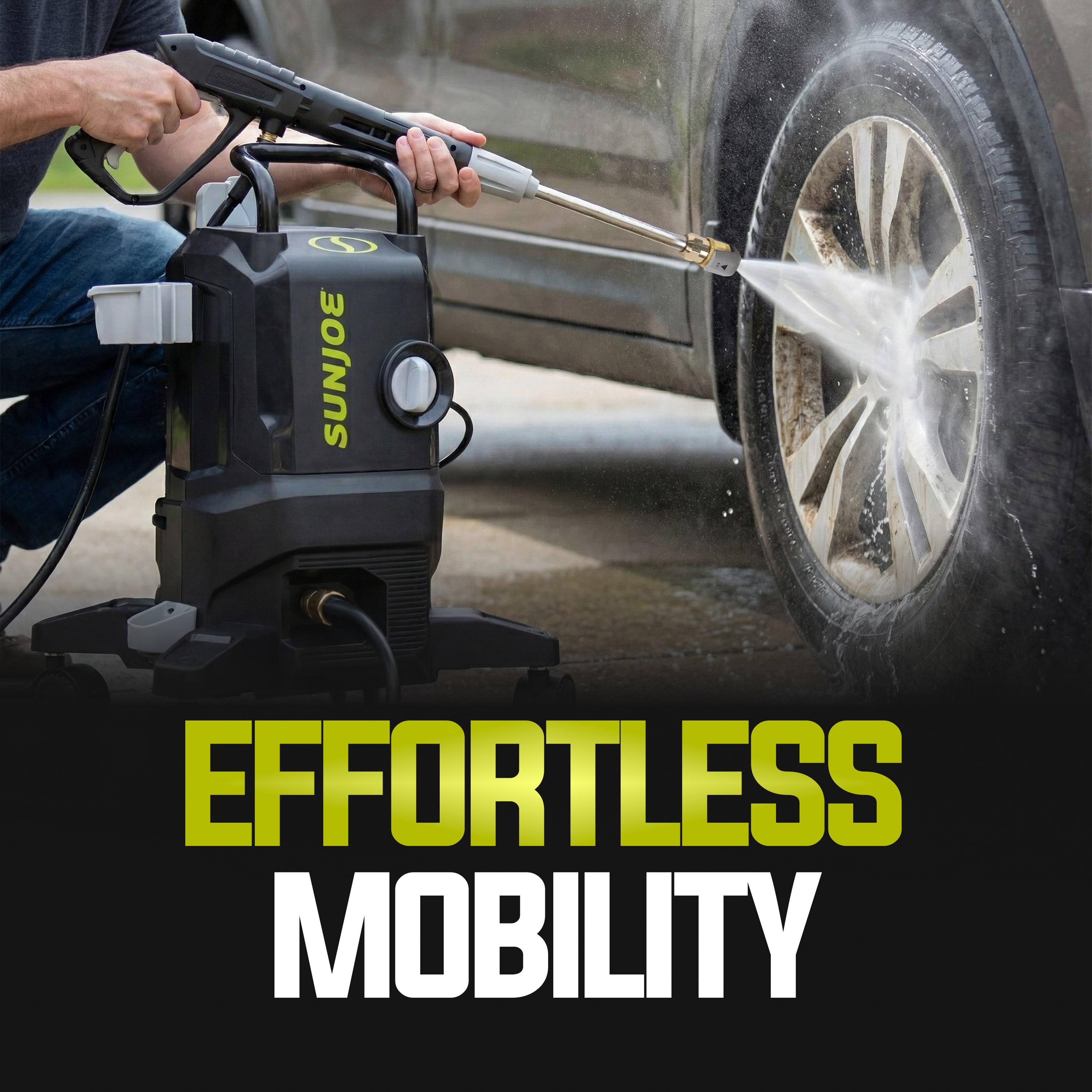 Sun Joe Electric Pressure Washer W/ Wheels | 8-Pc Accessory Kit + 3-Pack Detergent | 14.9-Amp | 2200 Rated PSI | 1.1 Rated GPM