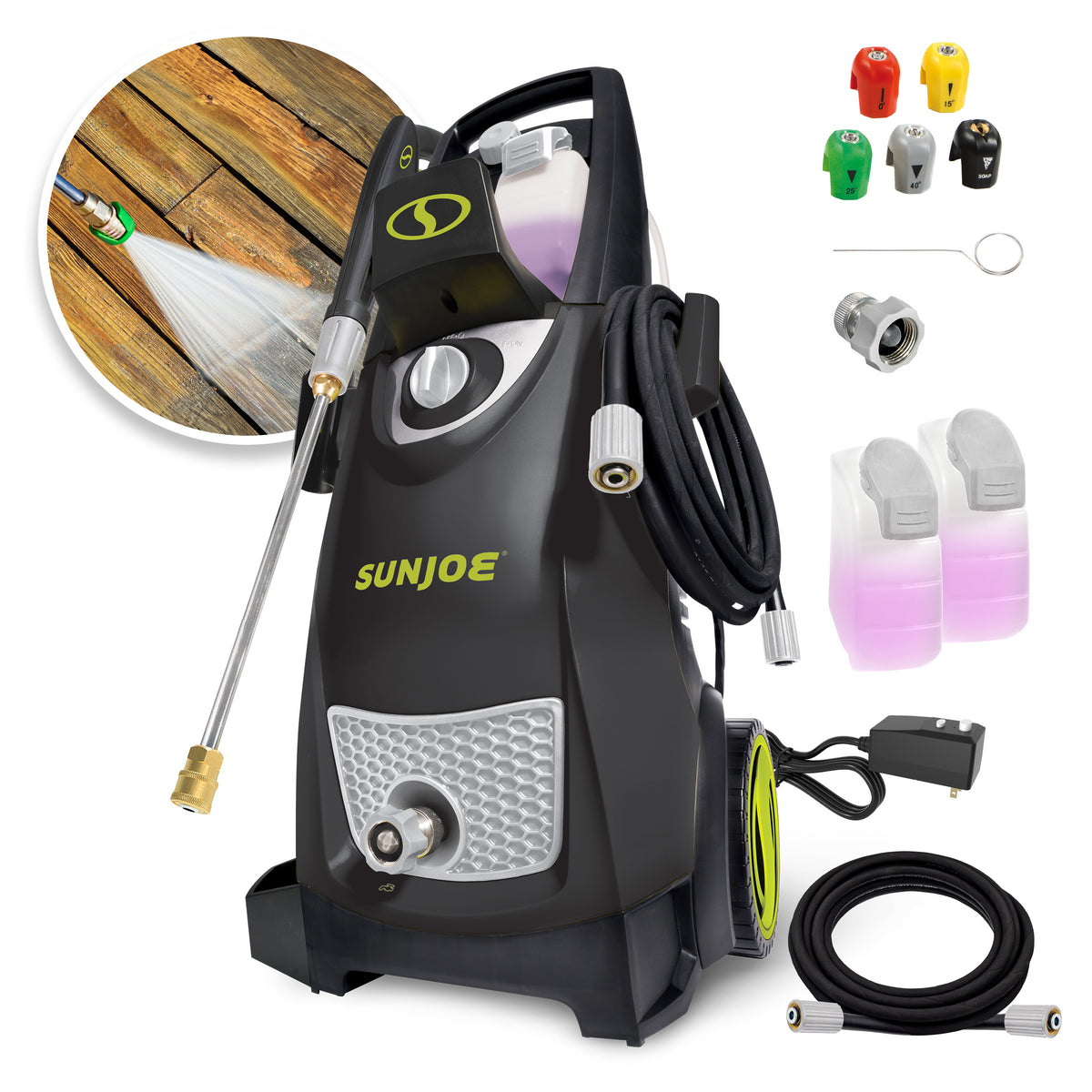 Sun Joe SPX3000® Certified Rated 2030 PSI Electric Pressure Washer | 1.2 GPM Rated Flow | Onboard Detergent Tanks | Clean Patios, Decks, Sidewalks, Cars, Boats, RVs, ATVs