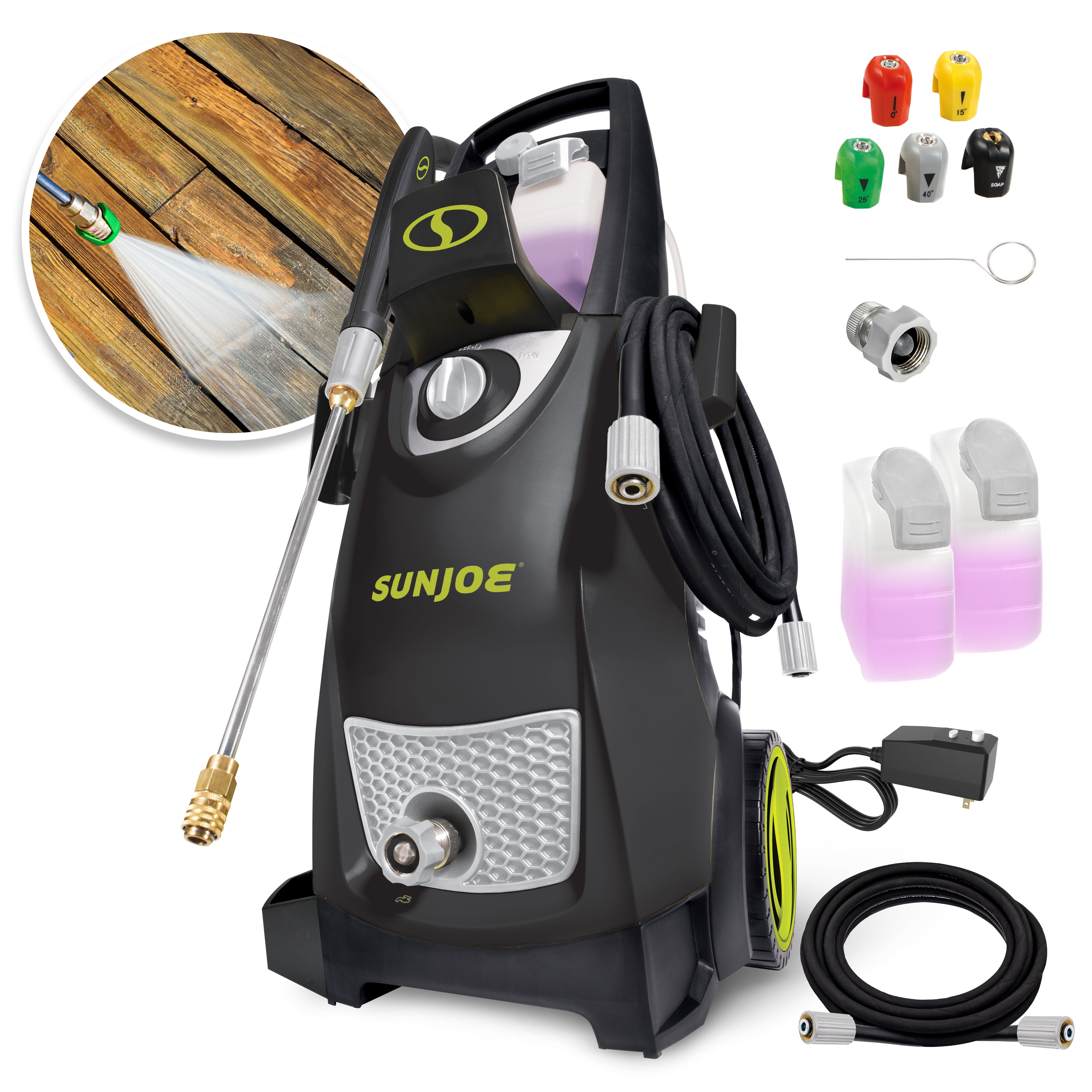 Sun Joe SPX3000® Certified Rated 2030 PSI Electric Pressure Washer | 1.2 GPM Rated Flow | Onboard Detergent Tanks | Clean Patios, Decks, Sidewalks, Cars, Boats, RVs, ATVs