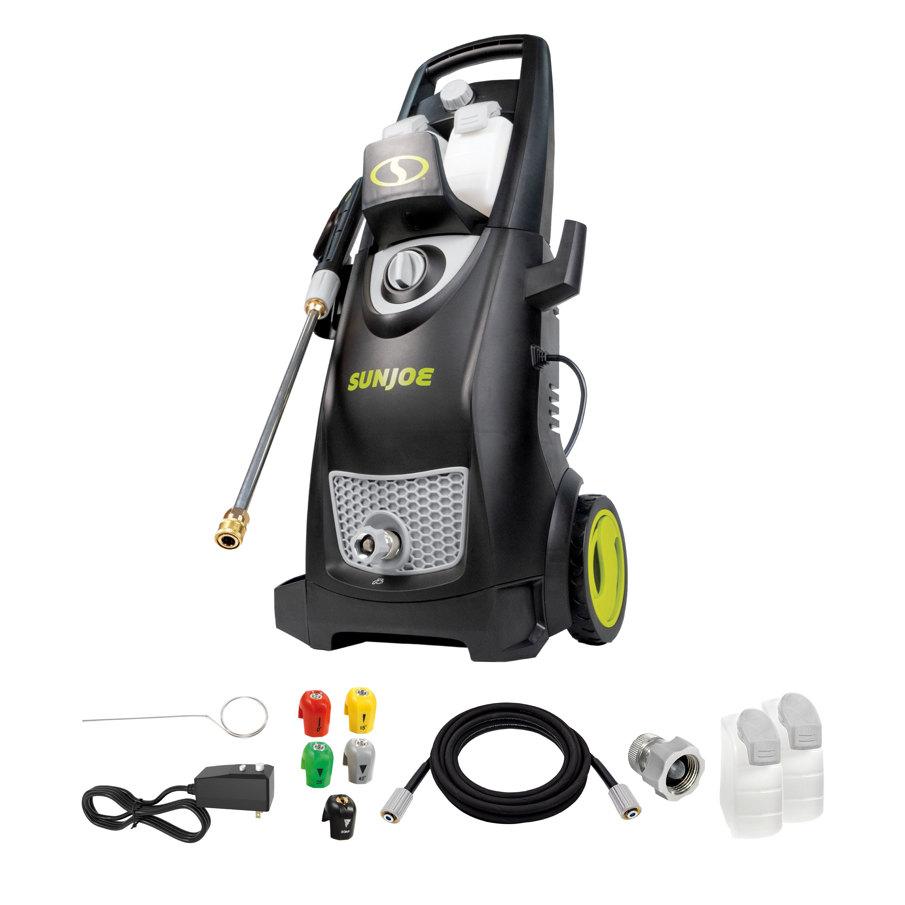 Sun Joe Foam Cannon Starter Bundle | W/ Electric Pressure Washer, 34 oz Foam Cannon, and Auto Wash | Quick Connect Nozzles