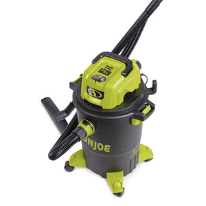 Sun Joe 1200-watt 5-gallon HEPA Filtration Wet/Dry Shop Vacuum with the extension tube and floor brush attachment.