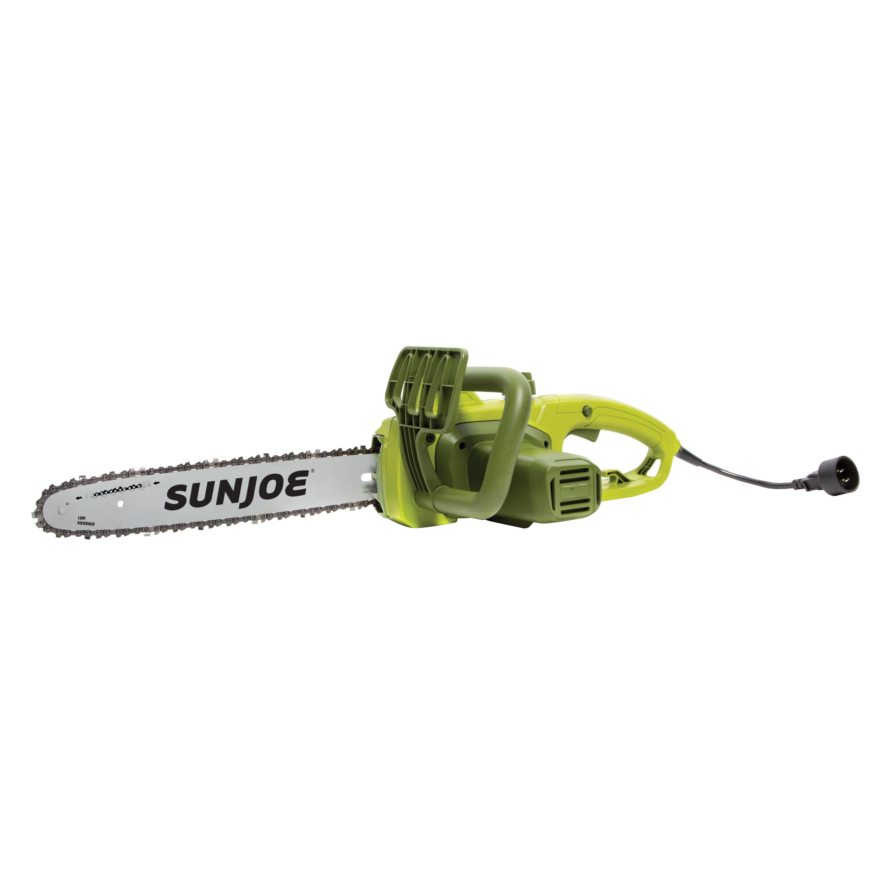 Left-side view of the Sun Joe 9-amp 14-inch Electric Chain Saw.