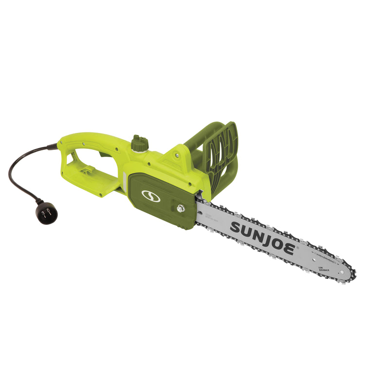 Angled view of the Sun Joe 9-amp 14-inch Electric Chain Saw.