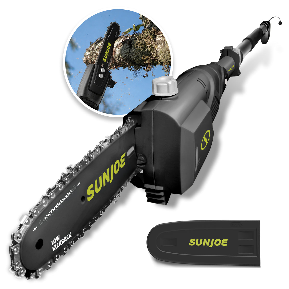 Sun Joe Electric Telescoping Pole Chain Saw | 8-inch | 6.5-Amp | 7.5-inch Cutting Thickness Max