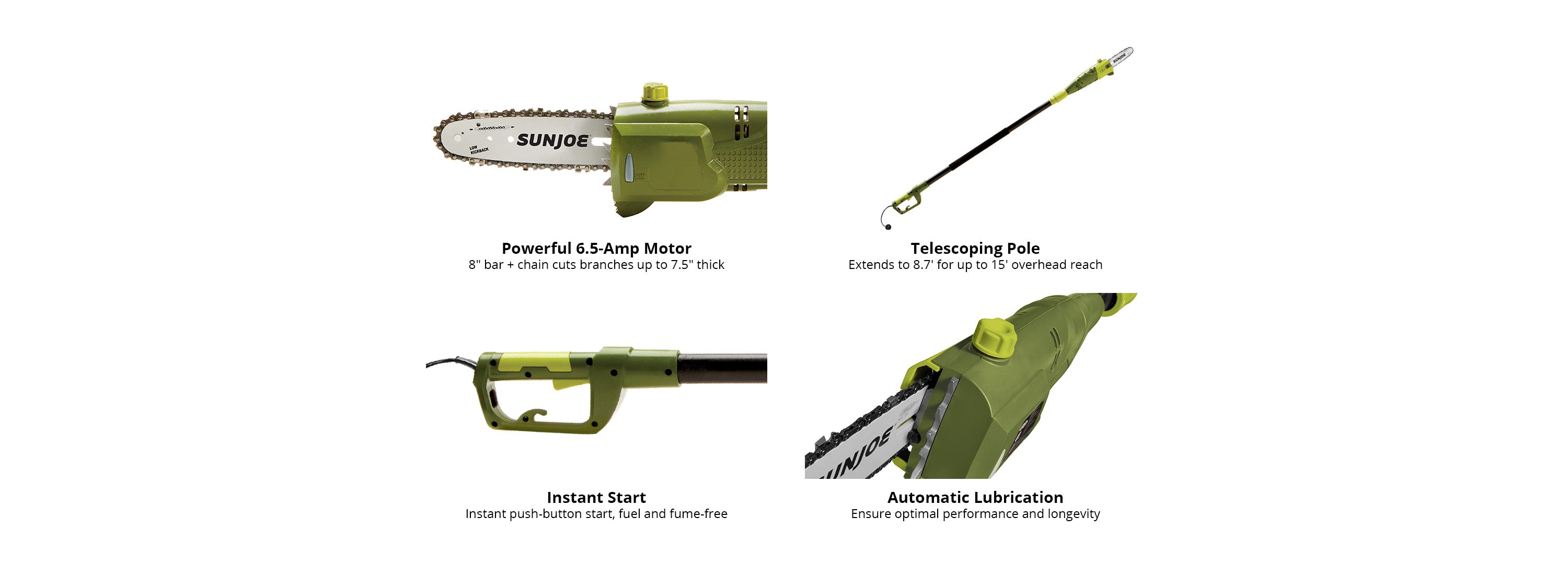 Sun Joe 8 Inch 6.5 Amp Electric Pole Chain Saw SWJ800E