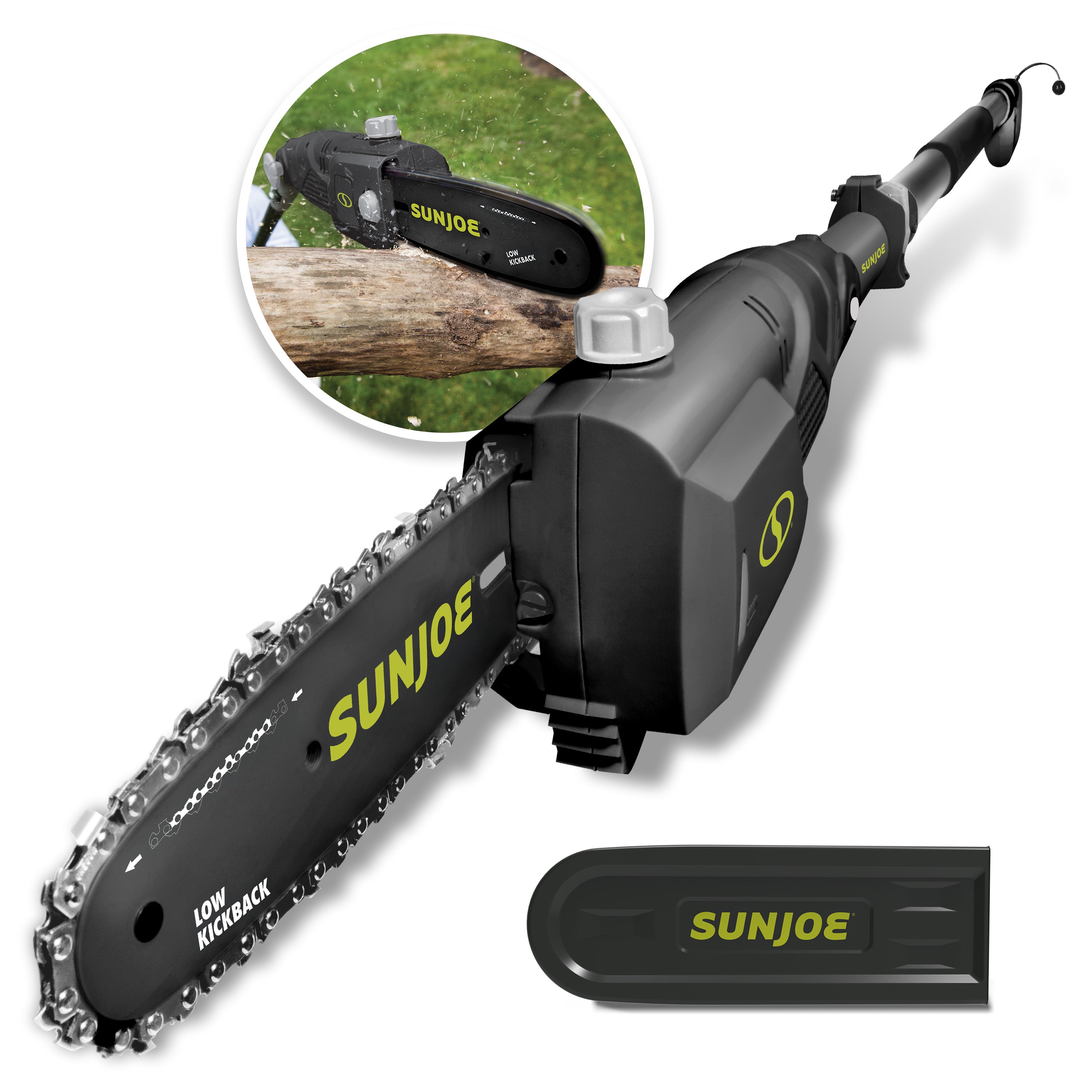 Sun Joe SWJ802E Electric Multi-Angle Pole Chain Saw | 8 inch | 6.5 Amp (Green)