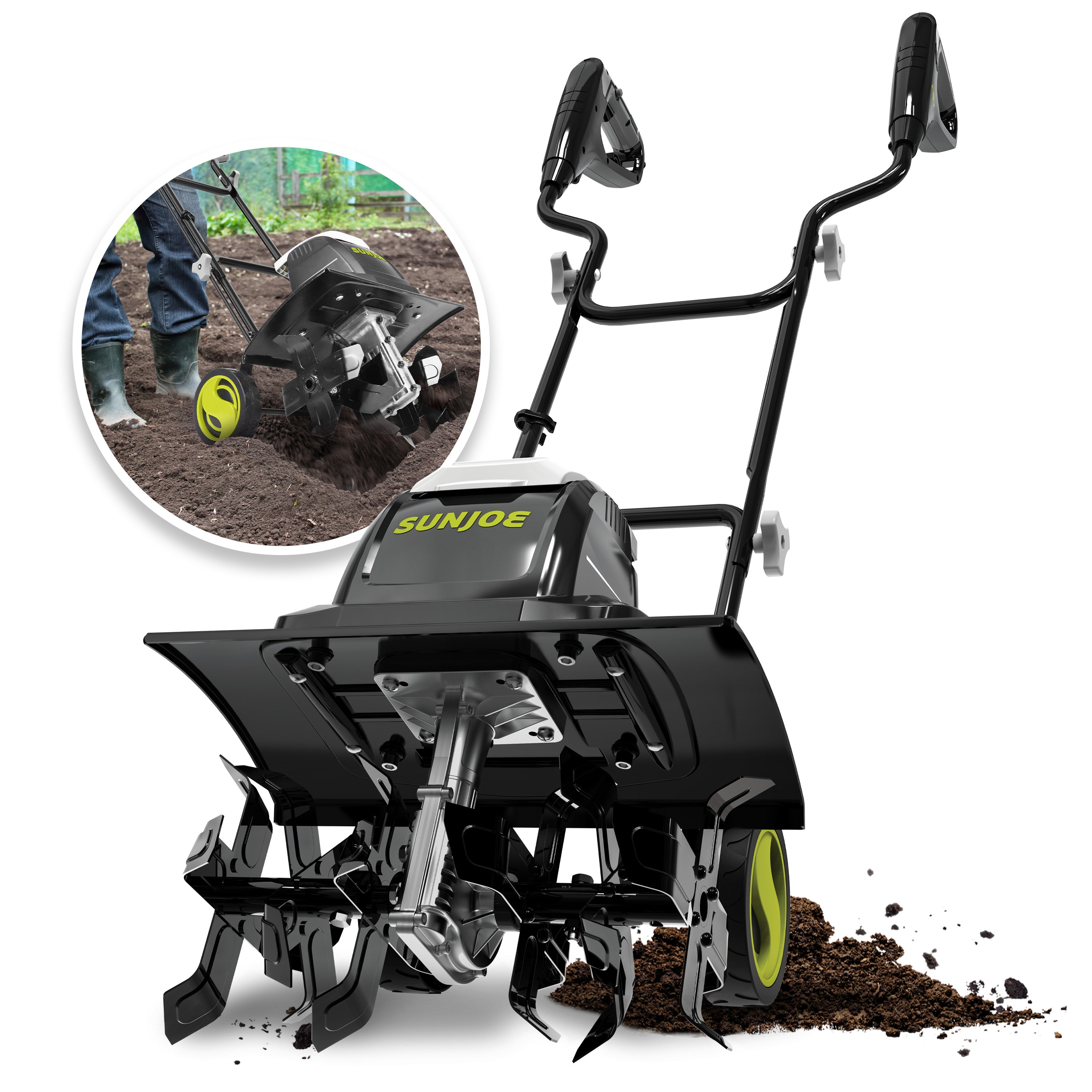 Sun Joe Electric Tiller + Cultivator | 15.7-inch | 15-Amp | 4-Position Height Adjustment