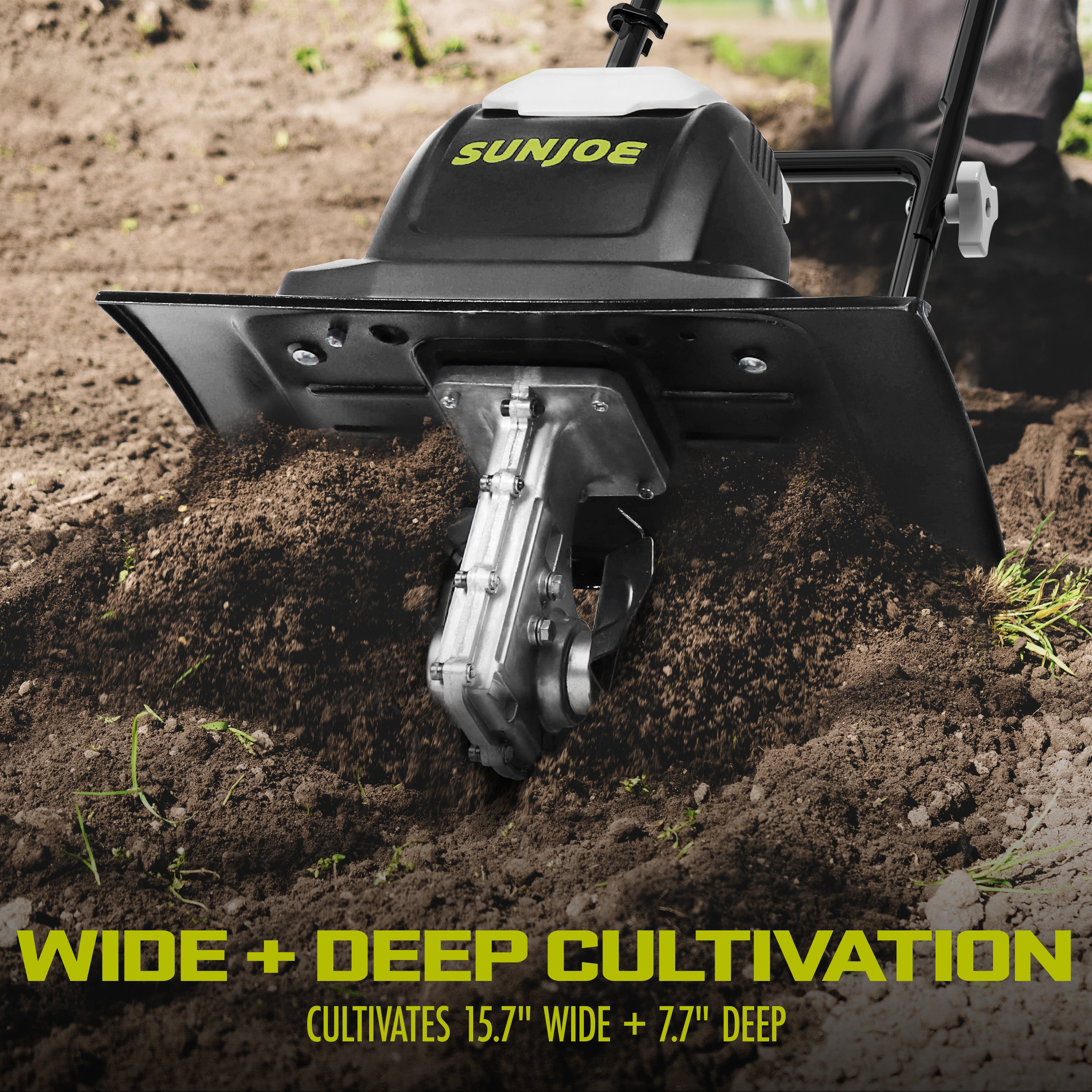 Sun Joe Electric Tiller + Cultivator | 15.7-inch | 15-Amp | 4-Position Height Adjustment