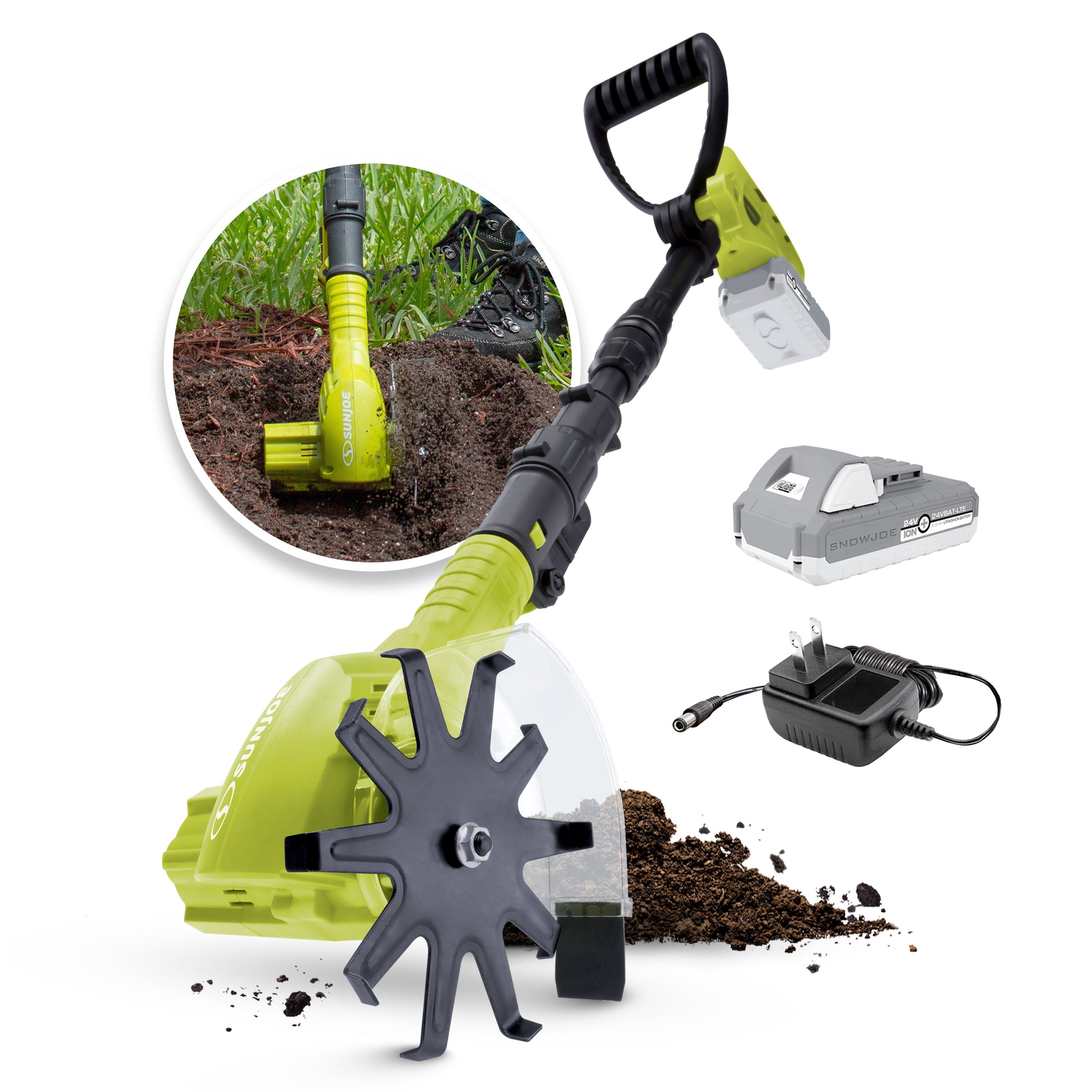 Sun Joe TJW24C 24-Volt* Cordless Telescoping Weeder/Cultivator Kit | W/ 2.0-Ah Battery + Charger