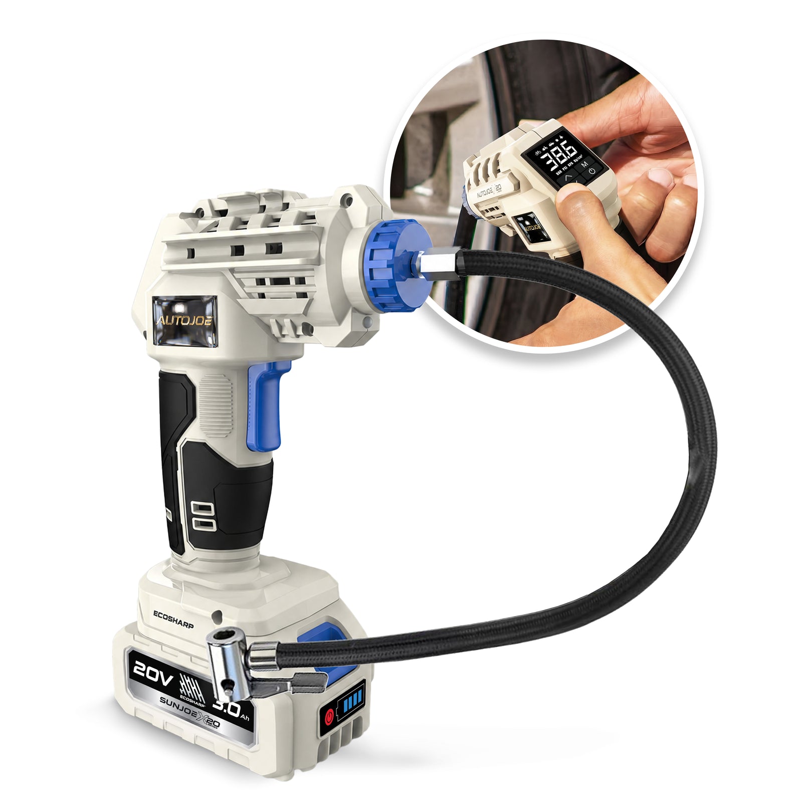 Auto Joe X20-AIR-3A compressor with 3.0 Ah battery