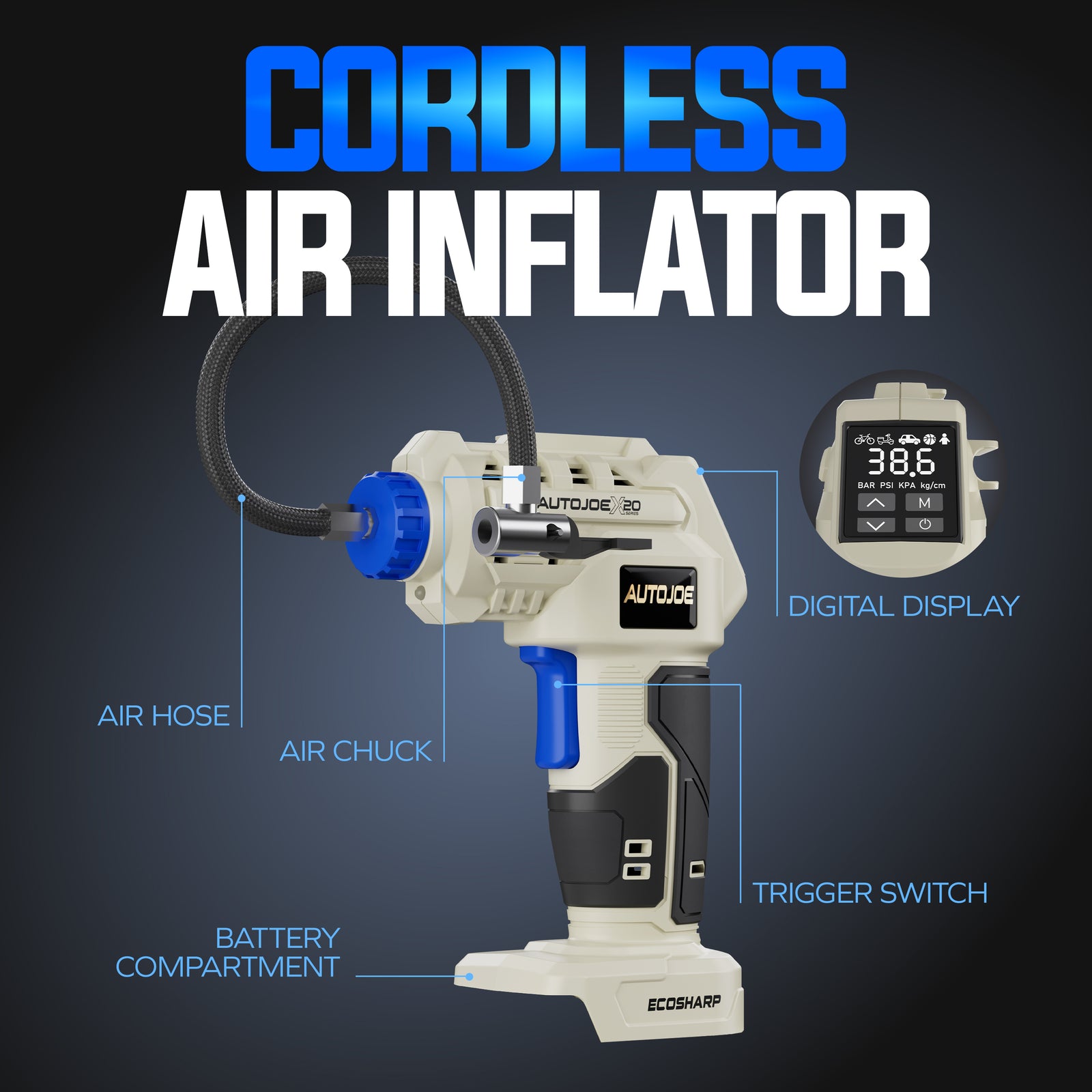 Auto Joe X20-AIR labeled product controls