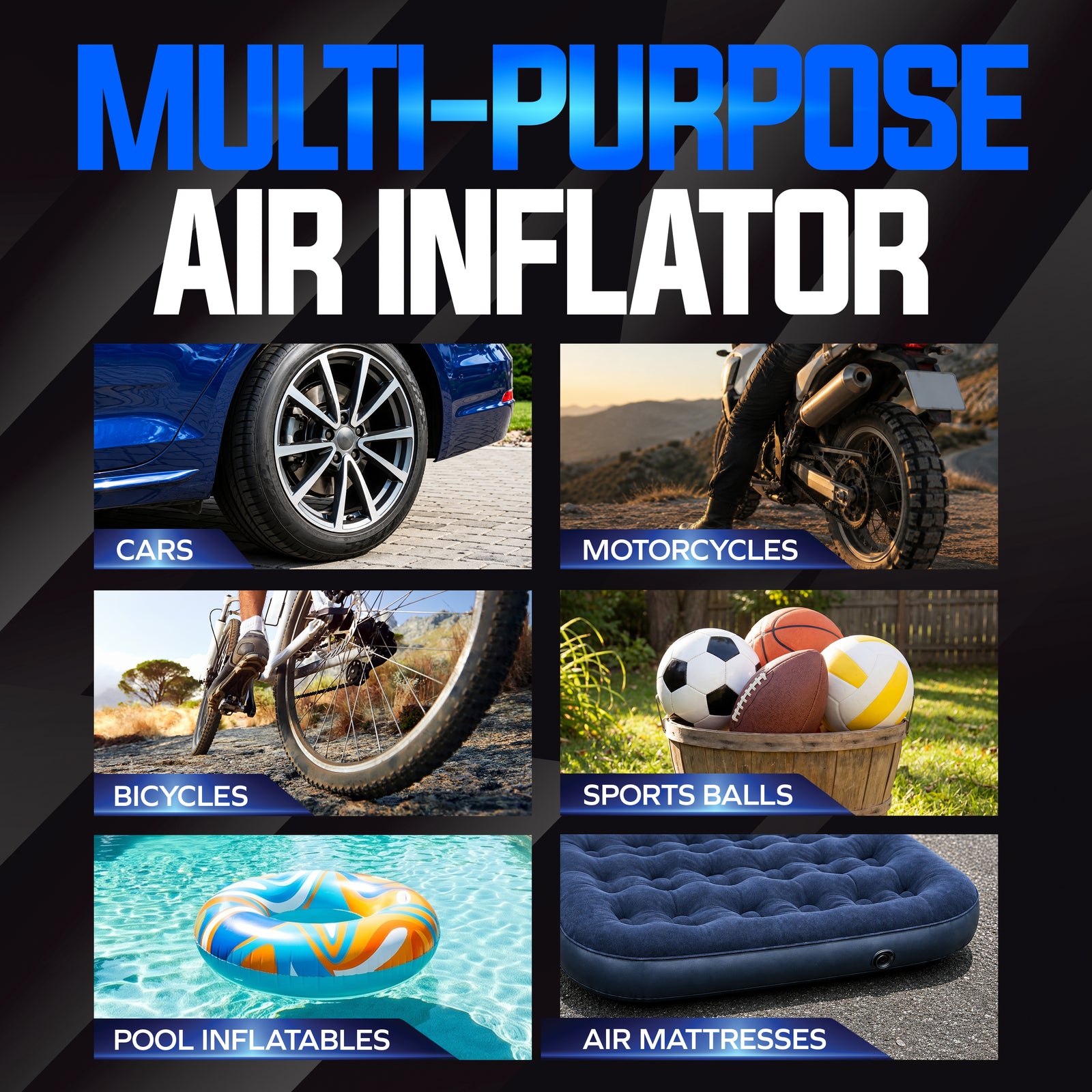 Auto Joe X20-AIR supported inflation uses