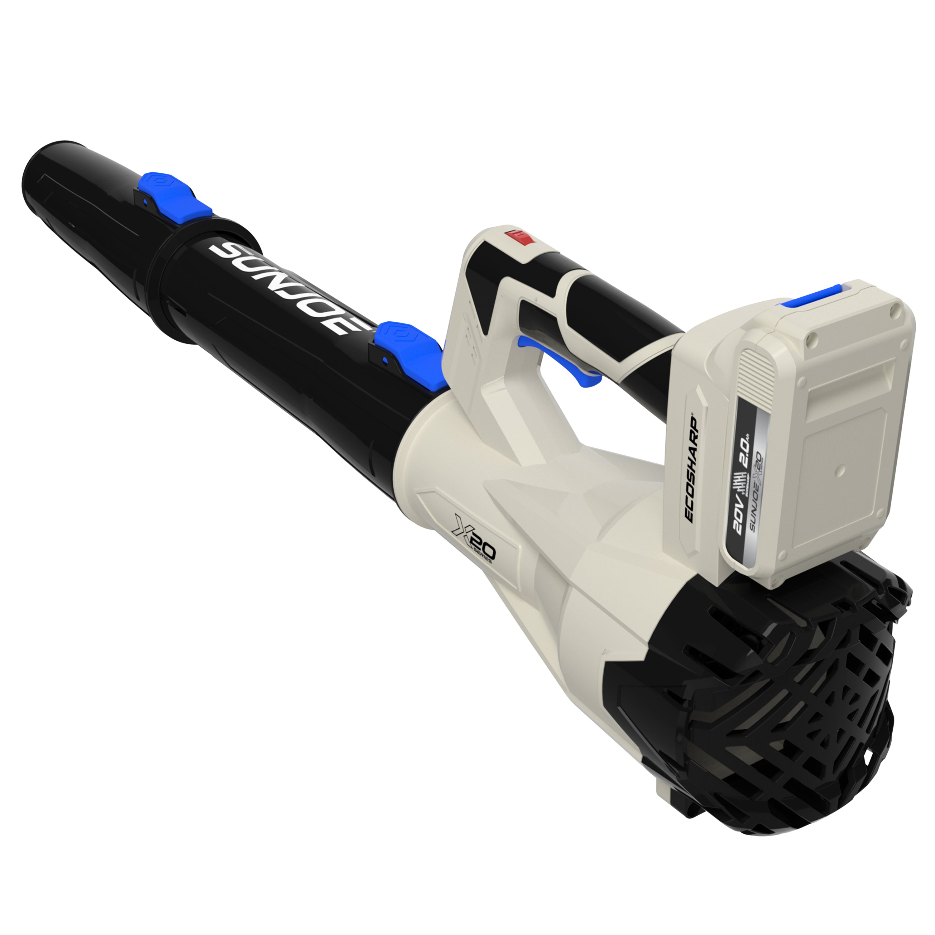 Sun Joe 20-Volt ECOSHARP Cordless X20 Compact Leaf Blower | 400 CFM | W/ 2 x 2000 mAh Batteries (2.0-Amp) + Charger
