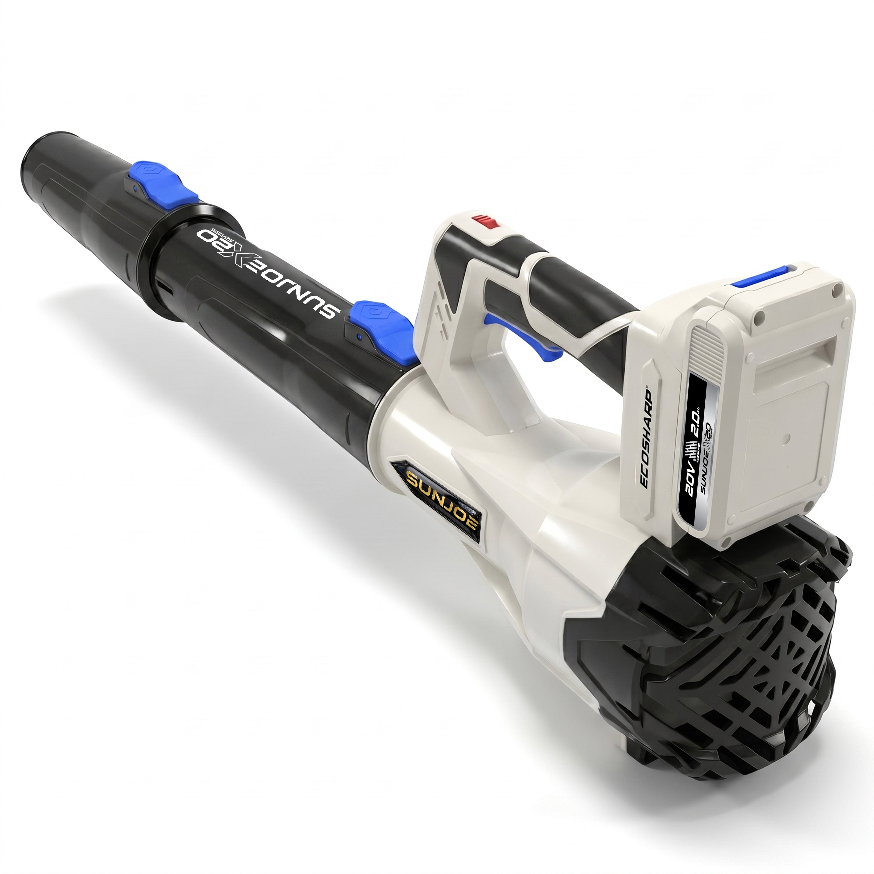 Sun Joe 20-Volt ECOSHARP Cordless X20 Compact Multi-Purpose Blower | 400 CFM | W/ 2 x 2000 mAh Batteries (2.0-Amp) + Charger
