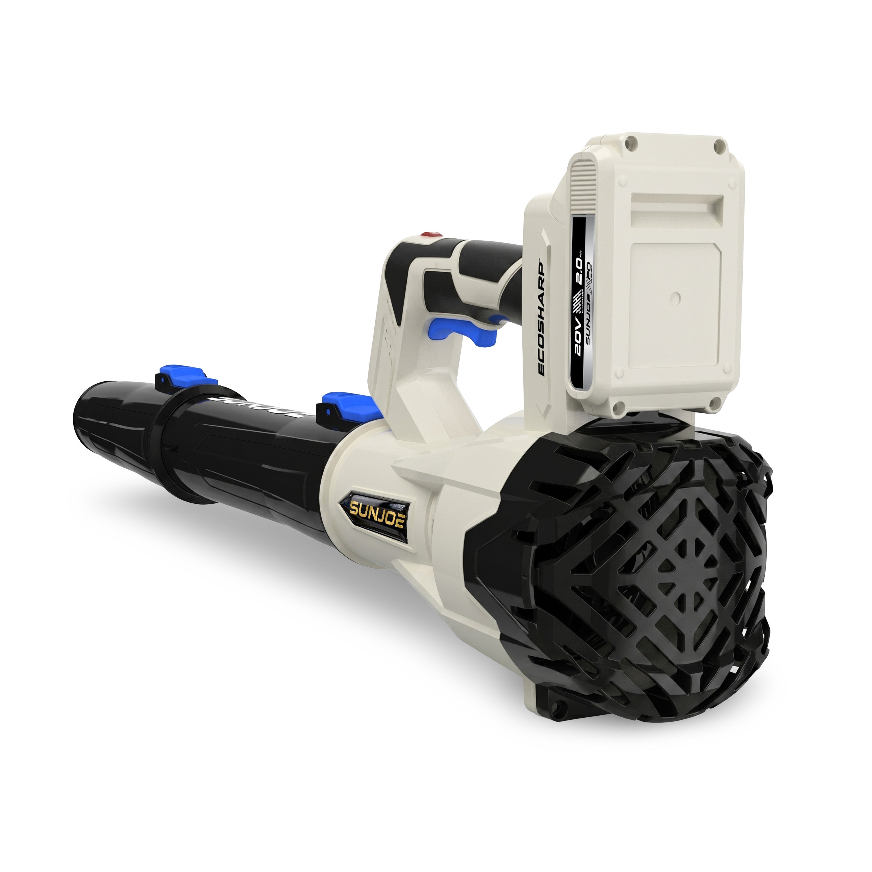 Sun Joe 20-Volt ECOSHARP Cordless X20 Compact Multi-Purpose Blower | 400 CFM | W/ 2 x 2000 mAh Batteries (2.0-Amp) + Charger