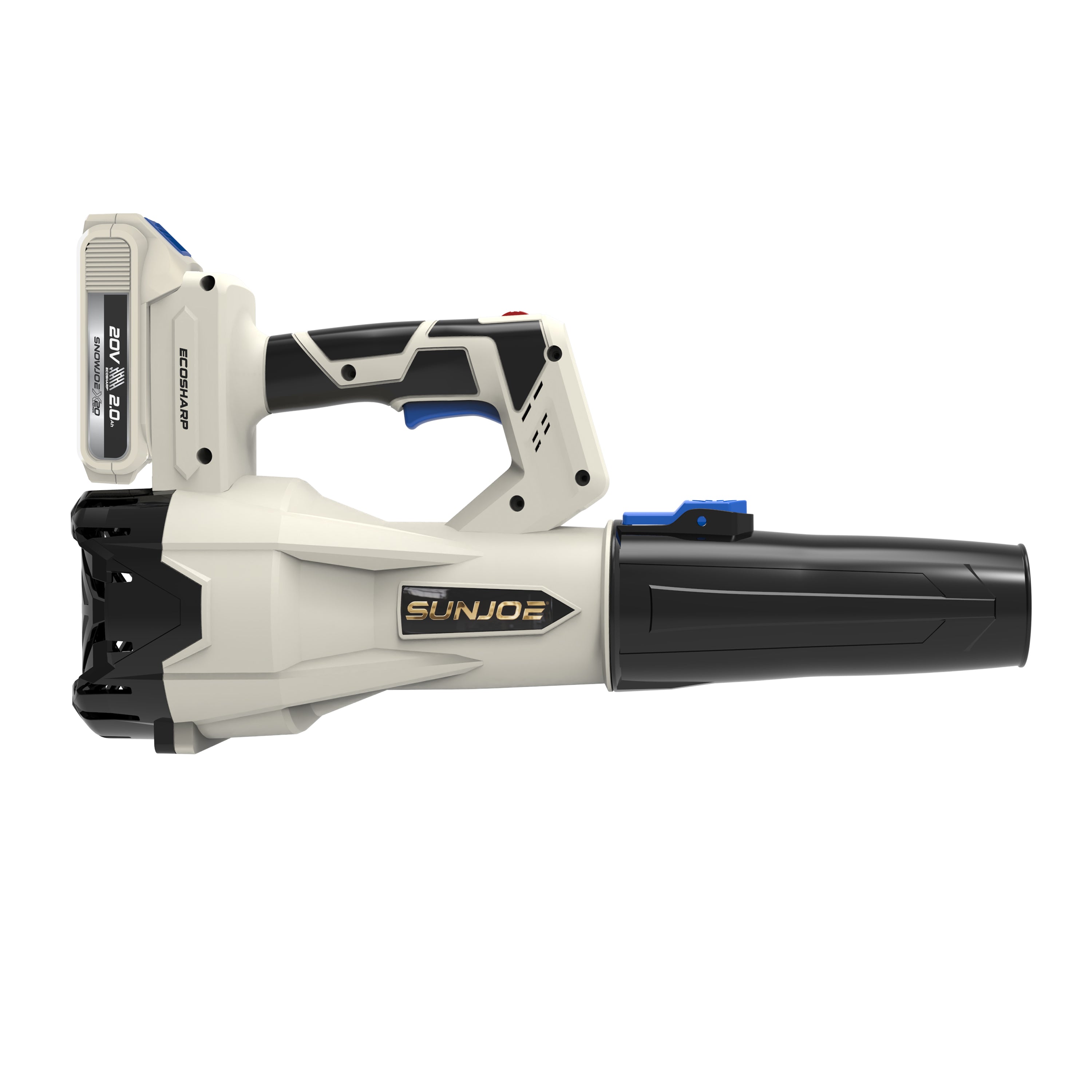 Sun Joe 20-Volt ECOSHARP Cordless X20 Compact Multi-Purpose Blower | 400 CFM | W/ 2 x 2000 mAh Batteries (2.0-Amp) + Charger