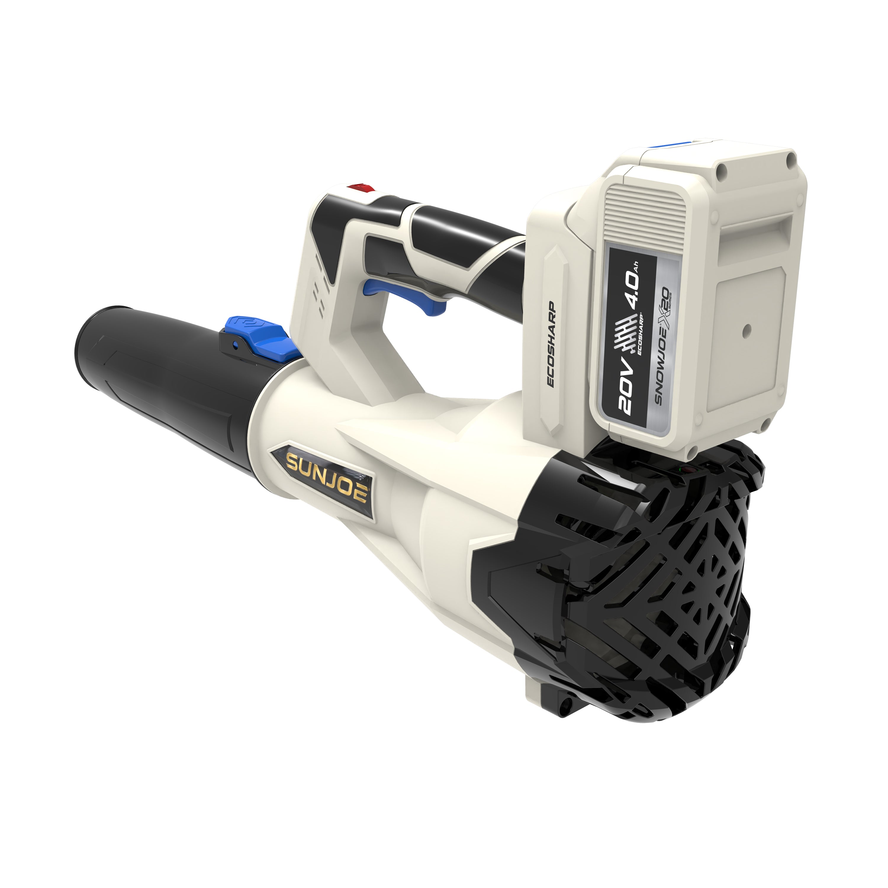 Sun Joe 20-Volt ECOSHARP Cordless X20 Compact Multi-Purpose Blower | 400 CFM | W/ 4000 mAh Battery (4.0-Amp) + Charger