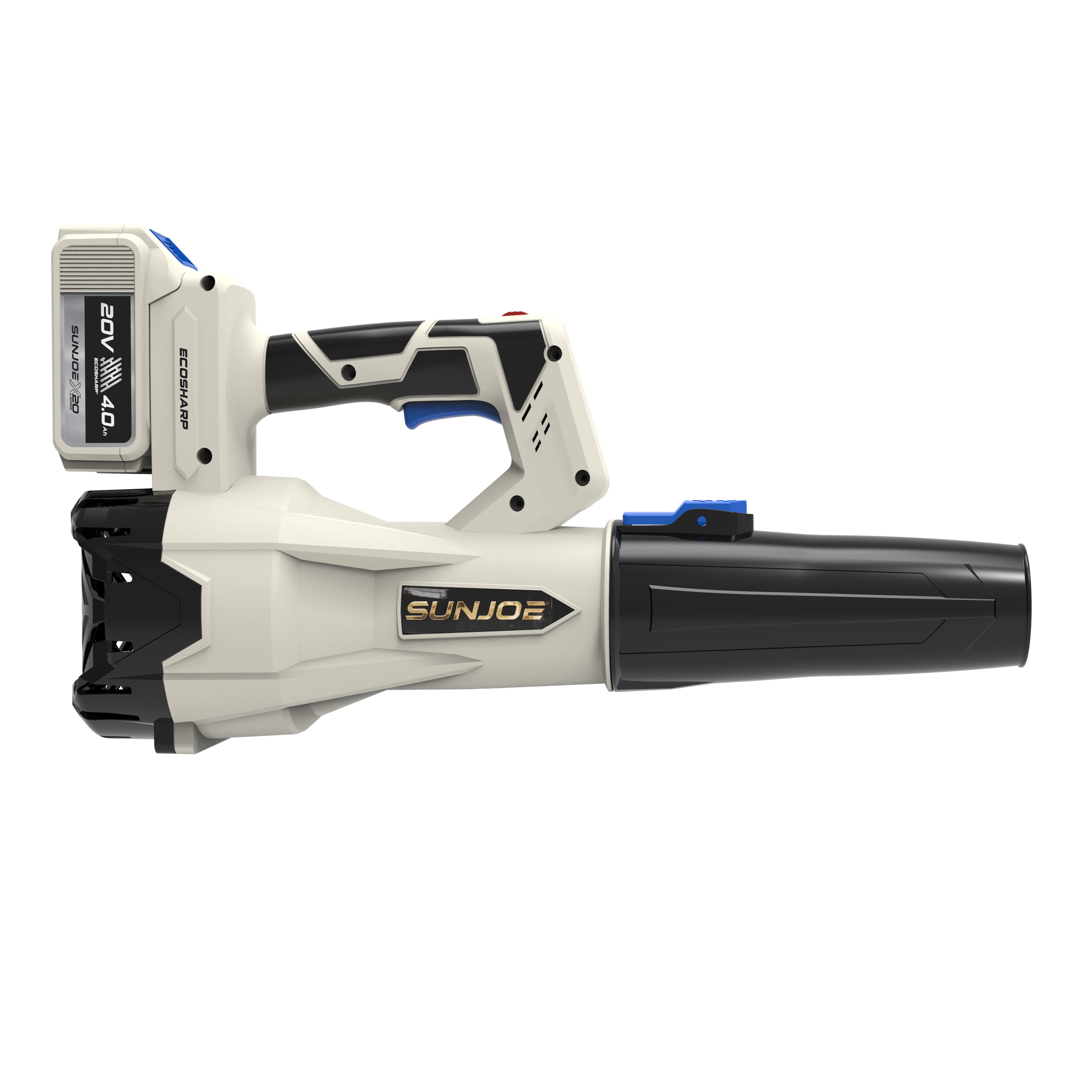 Sun Joe 20-Volt ECOSHARP Cordless X20 Compact Multi-Purpose Blower | 400 CFM | W/ 4000 mAh Battery (4.0-Amp) + Charger