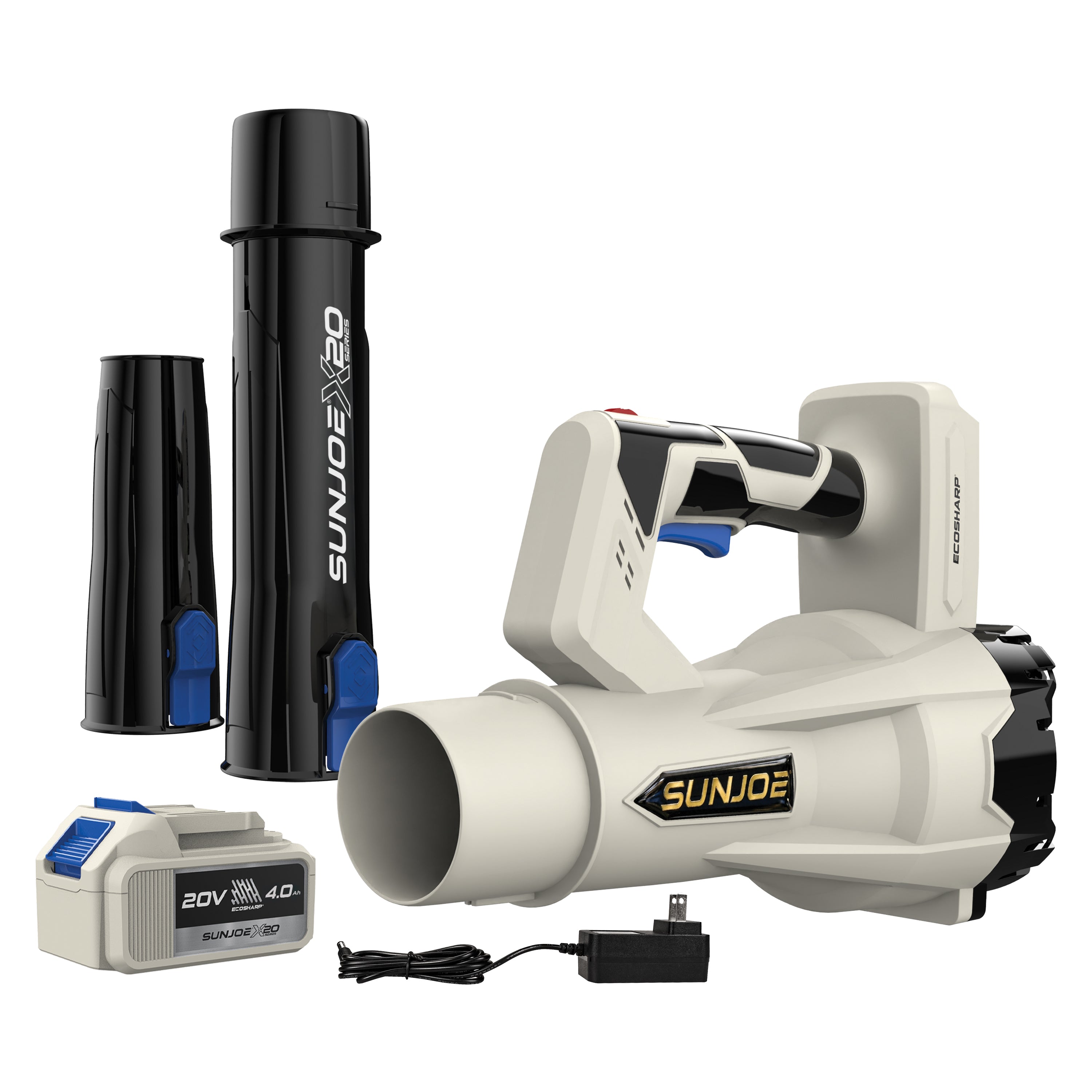 Sun Joe 20-Volt ECOSHARP Cordless X20 Compact Multi-Purpose Blower | 400 CFM | W/ 4000 mAh Battery (4.0-Amp) + Charger