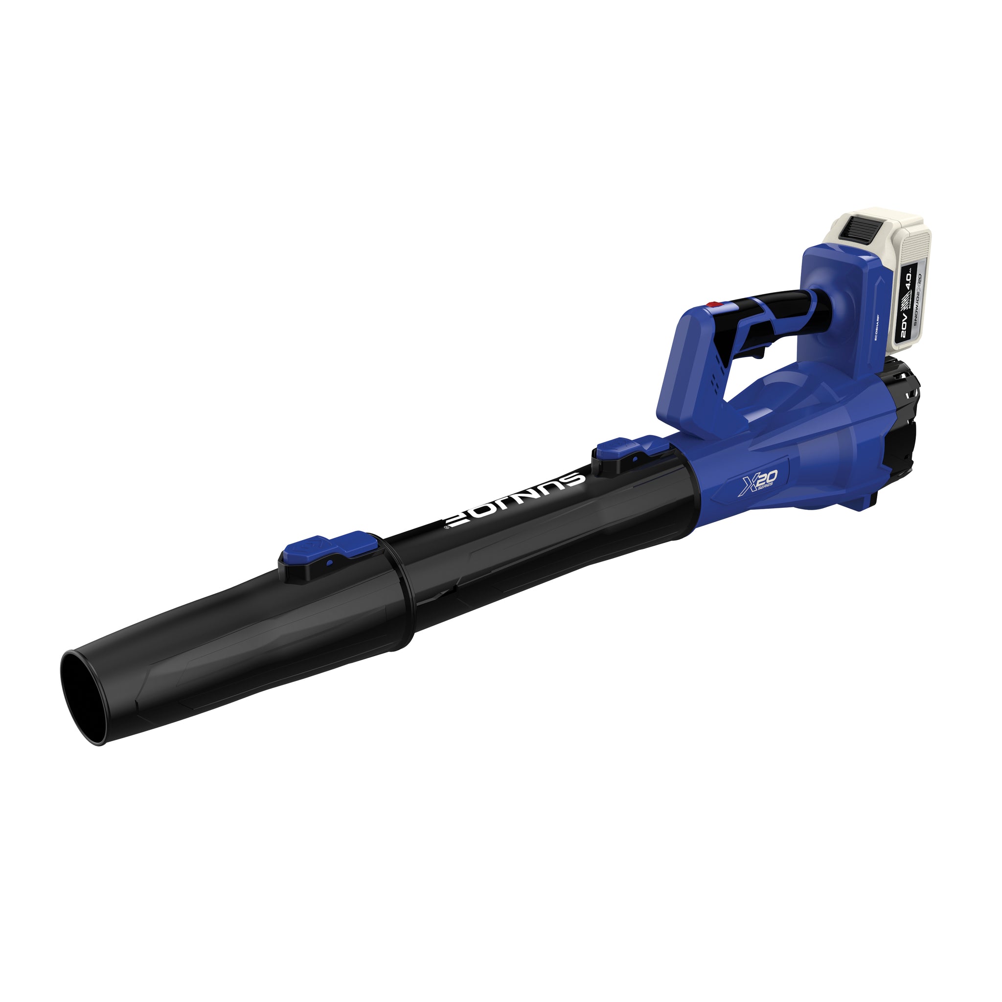 Blue Sun Joe X20-CBLW-4A compact cordless leaf blower with battery installed