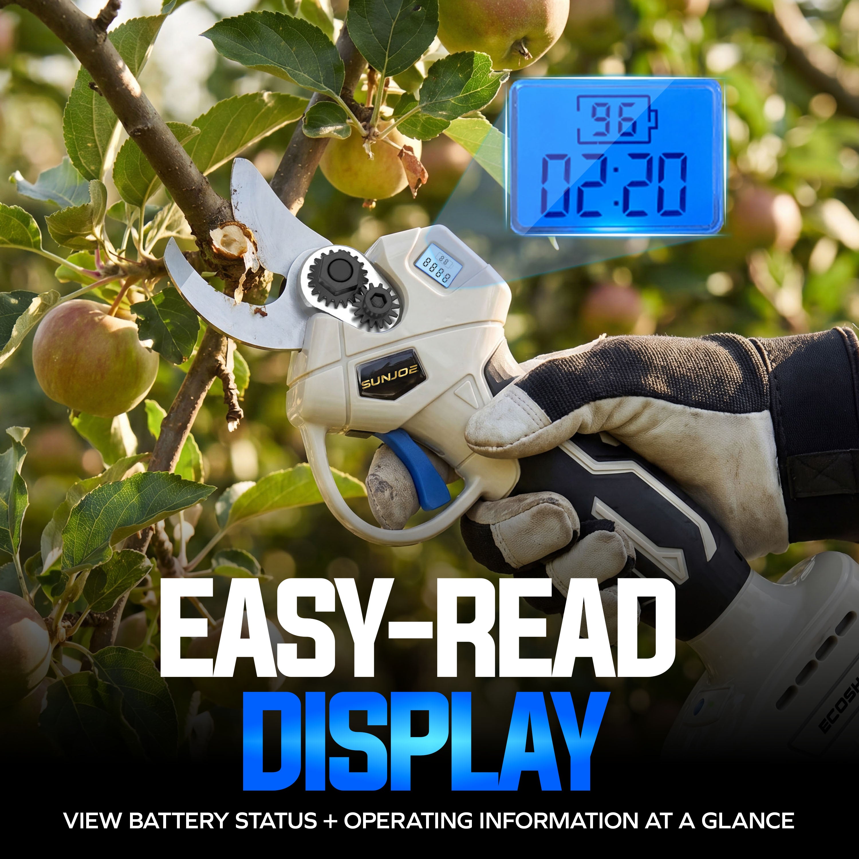 Sun Joe 20-Volt ECOSHARP Cordless X20 Pruner | Max 1.1-inch Cutting Capacity | W/ 2000 mAh Battery (2.0-Amp) + Charger