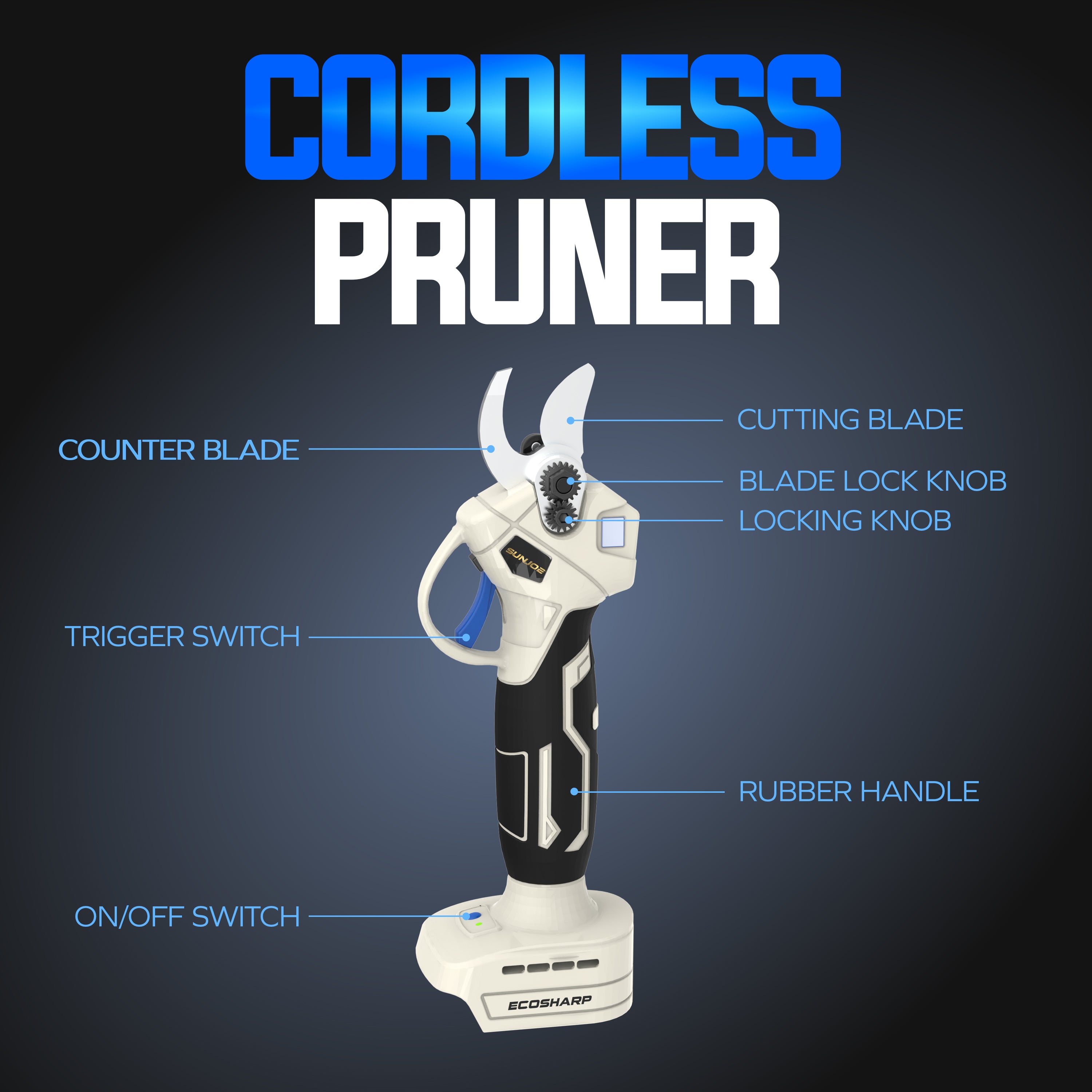 Sun Joe 20-Volt ECOSHARP Cordless X20 Pruner | Max 1.1-inch Cutting Capacity | W/ 2000 mAh Battery (2.0-Amp) + Charger