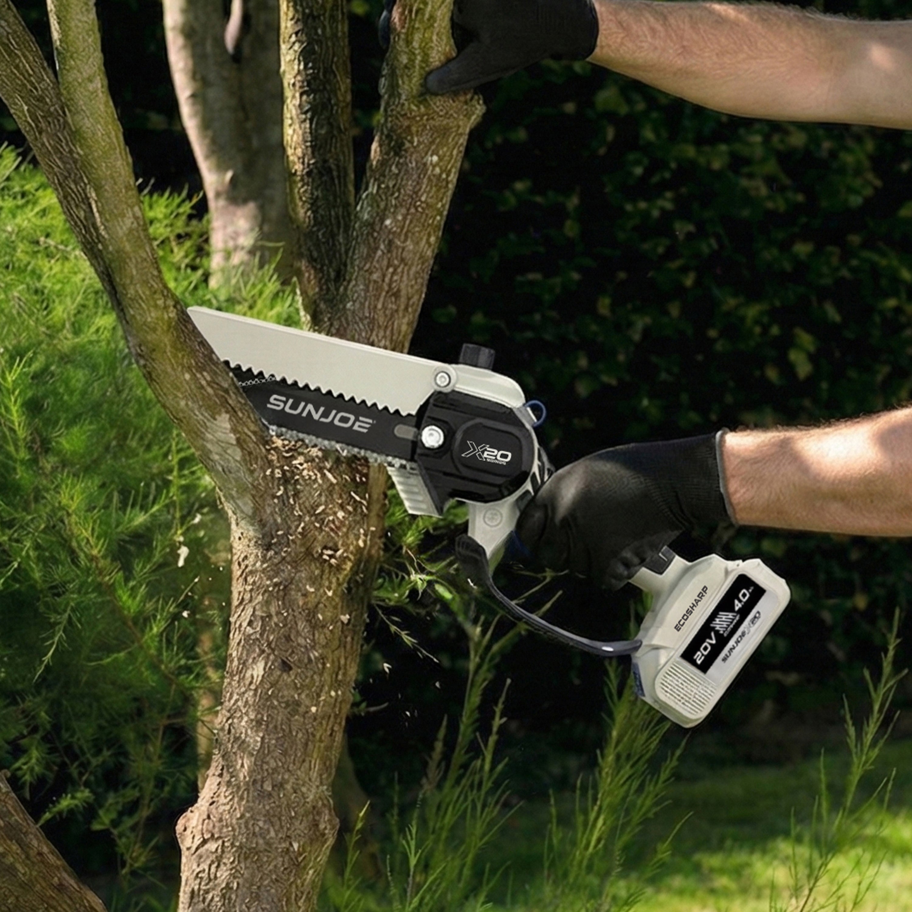 Sun Joe 20-Volt ECOSHARP Cordless X20 Handheld Pruning Saw | 6-inch | W/ 4.0-Ah Battery + Charger