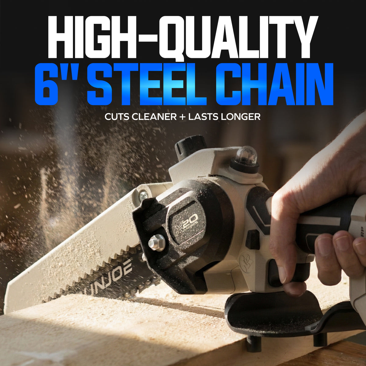 Sun Joe X20-SAW steel cutting chain feature