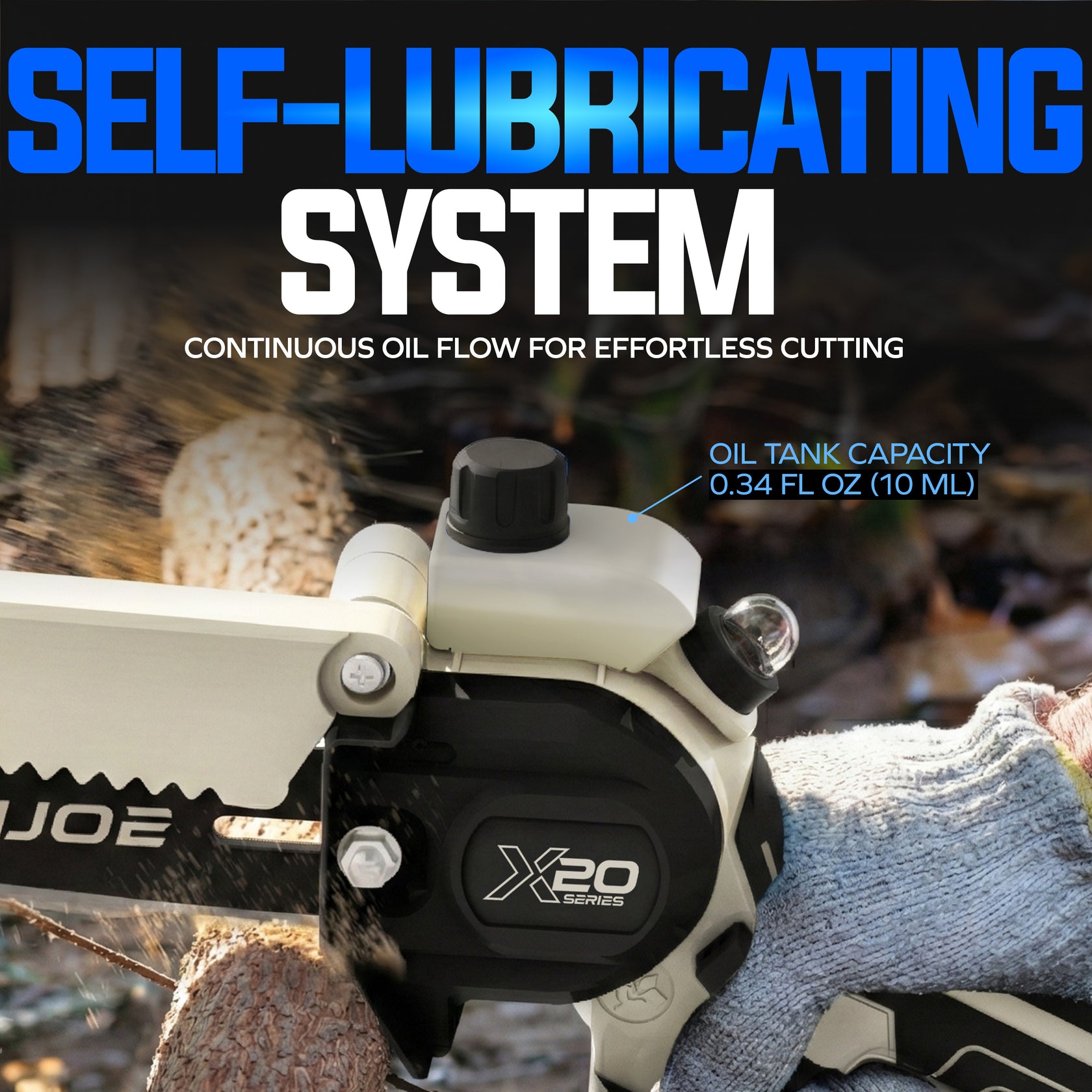Sun Joe X20-SAW-4A lubricating system