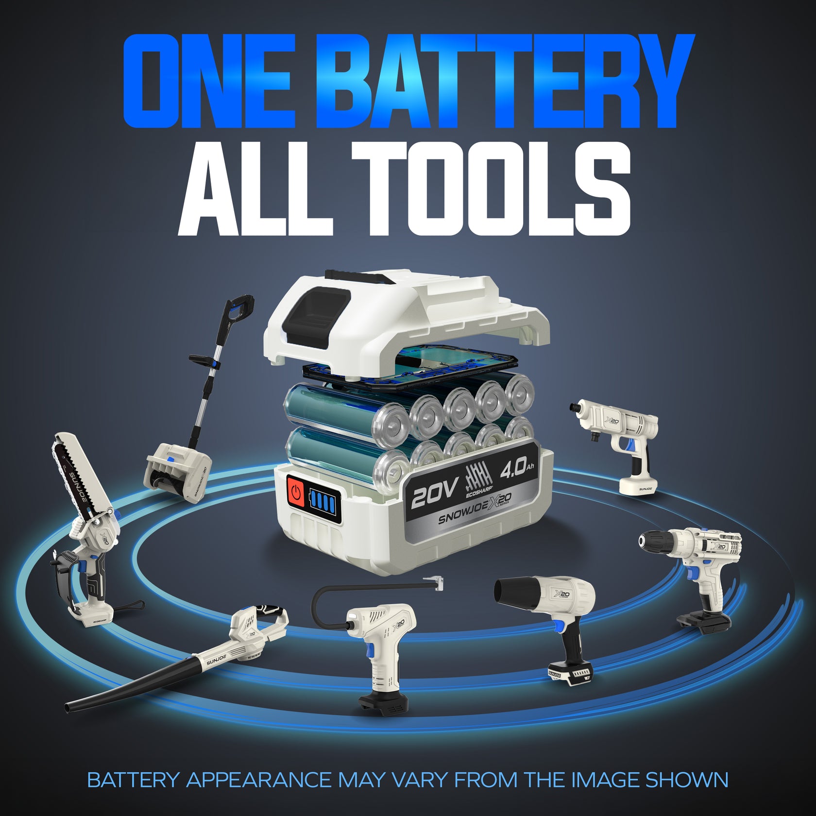 Sun Joe X20-SAW ECOSHARP battery feature