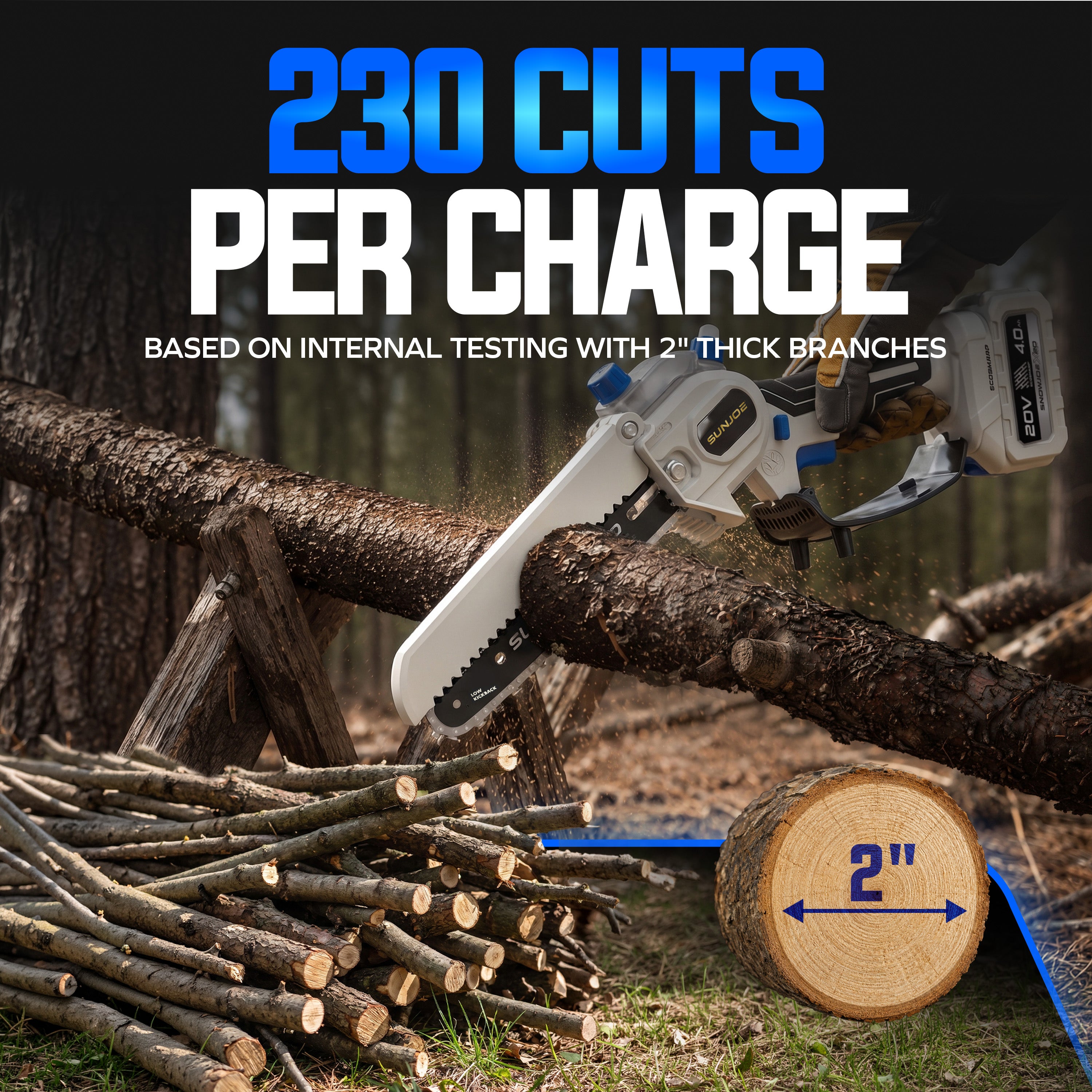 Sun Joe 20-Volt ECOSHARP Cordless X20 Handheld Pruning Saw | 6-inch |