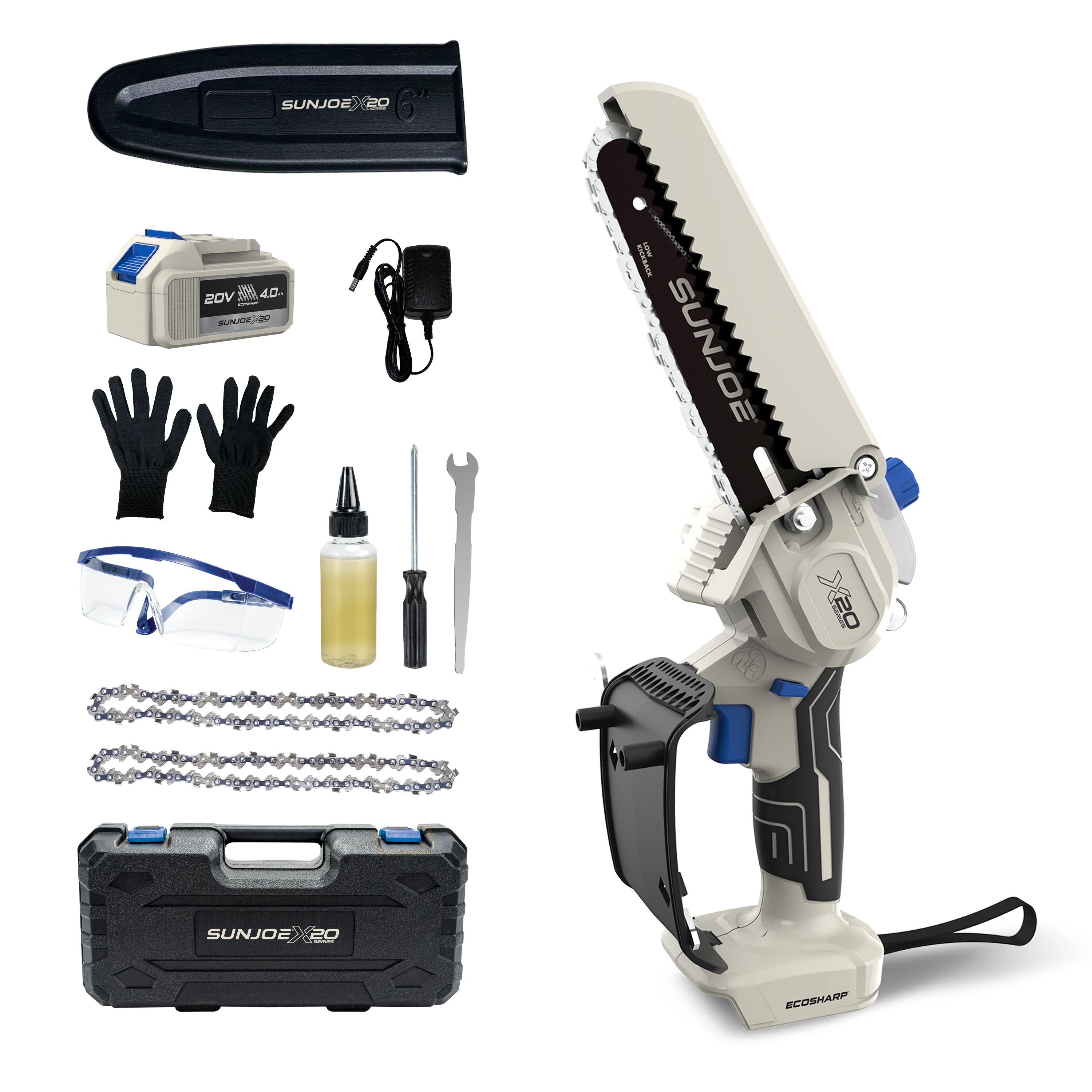 Sun Joe X20-SAW-4A 20-Volt ECOSHARP Cordless X20 Handheld Pruning Saw | 6-inch | W/ 4.0-Ah Battery + Charger