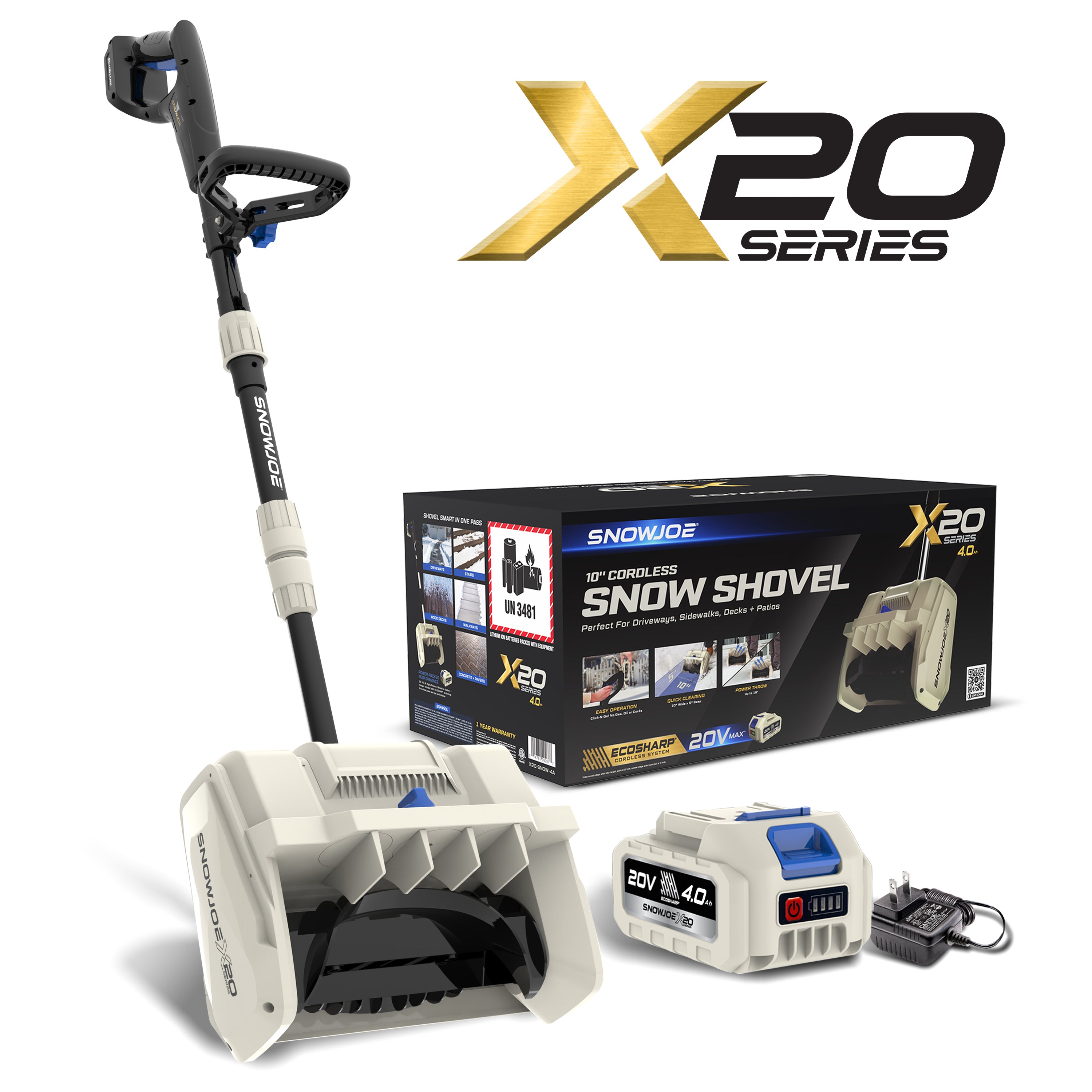 Snow Joe 20-Volt Cordless Snow Shovel Kit | Directional Chute | Brushl