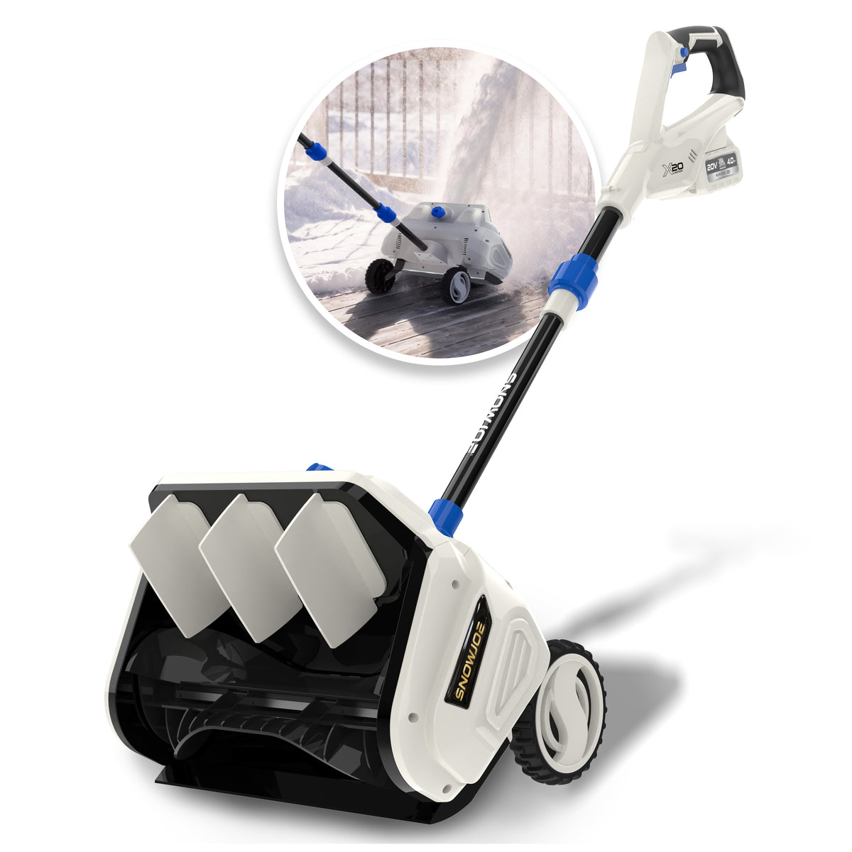 Snow Joe 20-Volt ECOSHARP Cordless Snow Shovel with Wheels | 12-Inch Clearing Width | W/ 4000 mAh Battery (4.0-Amp) + Charger