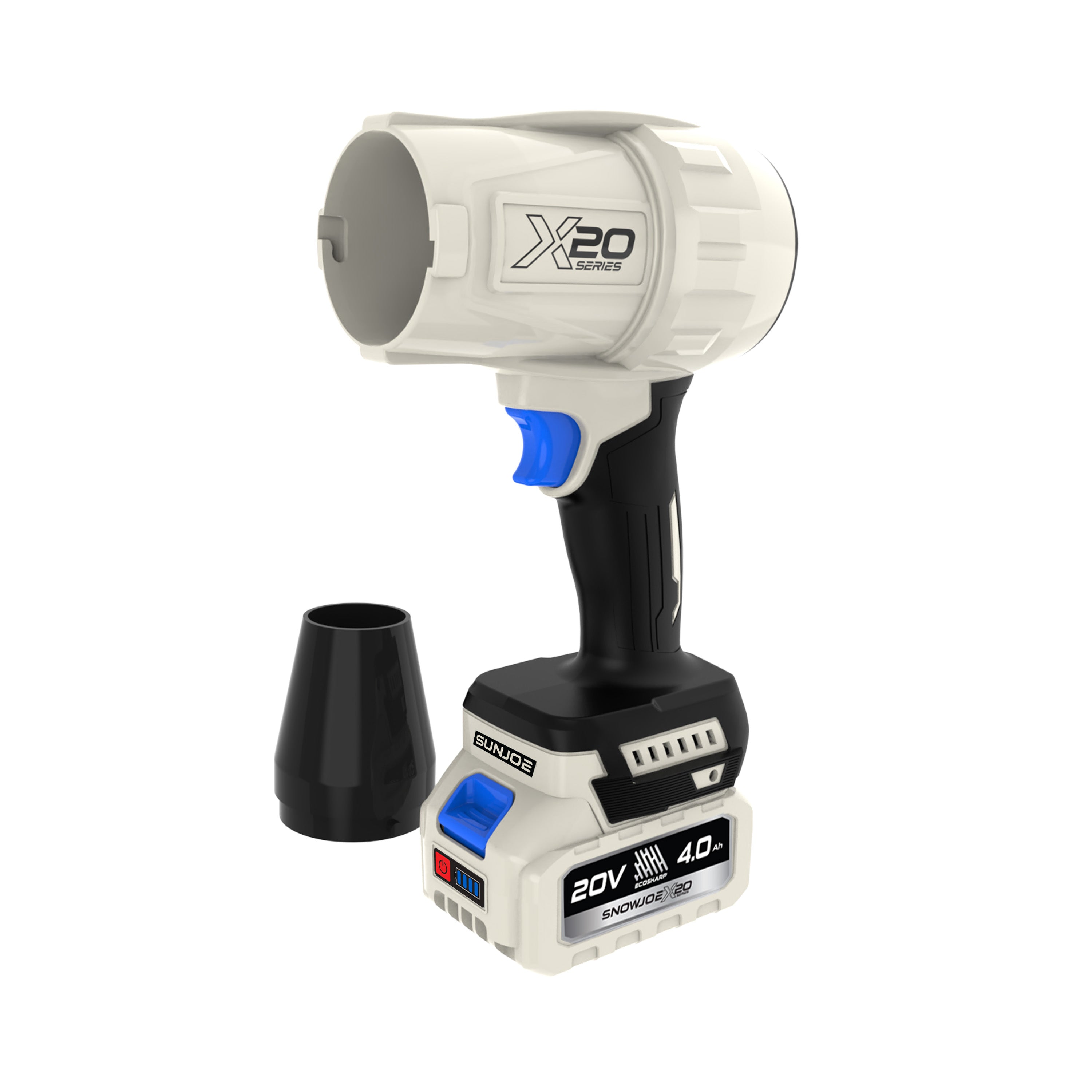 Sun Joe X20-STORMJET-4AX2 Cordless Stormjet Turbo Leaf Blower | 40 CFM | W/ 2 x 4.0-Ah Batteries + Charger