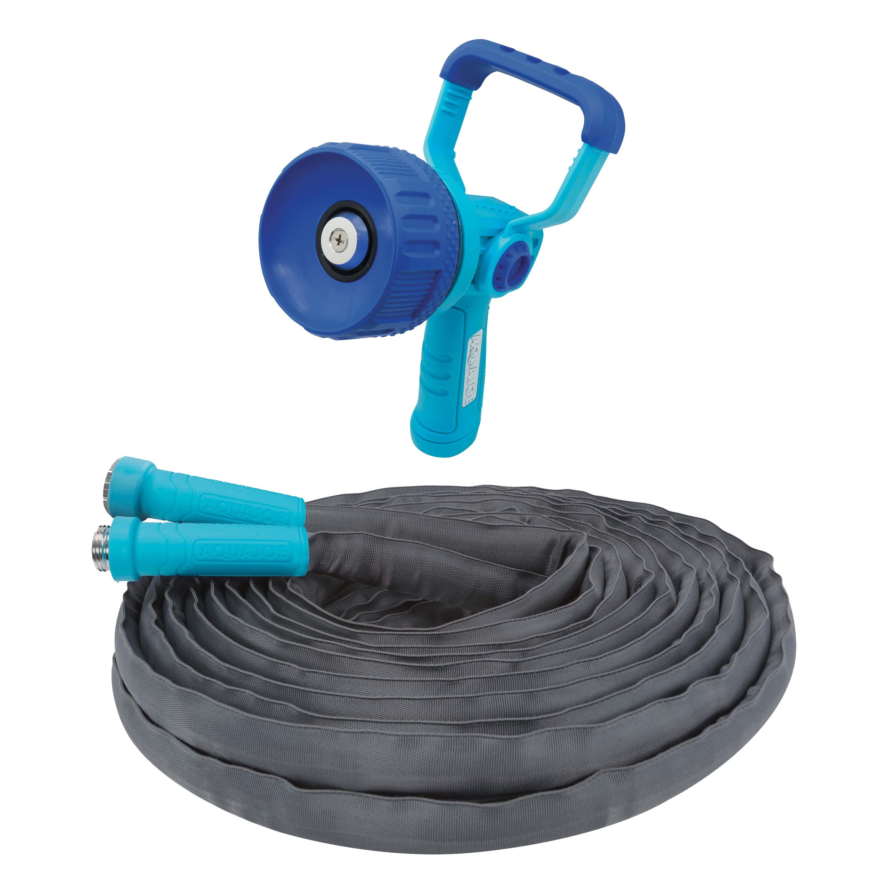 Aqua Joe AJ-FJMAX-BDL Fiberjacket Superlight Garden Hose Bundle | W/ Fireman's Nozzle + 50 Ft Hose