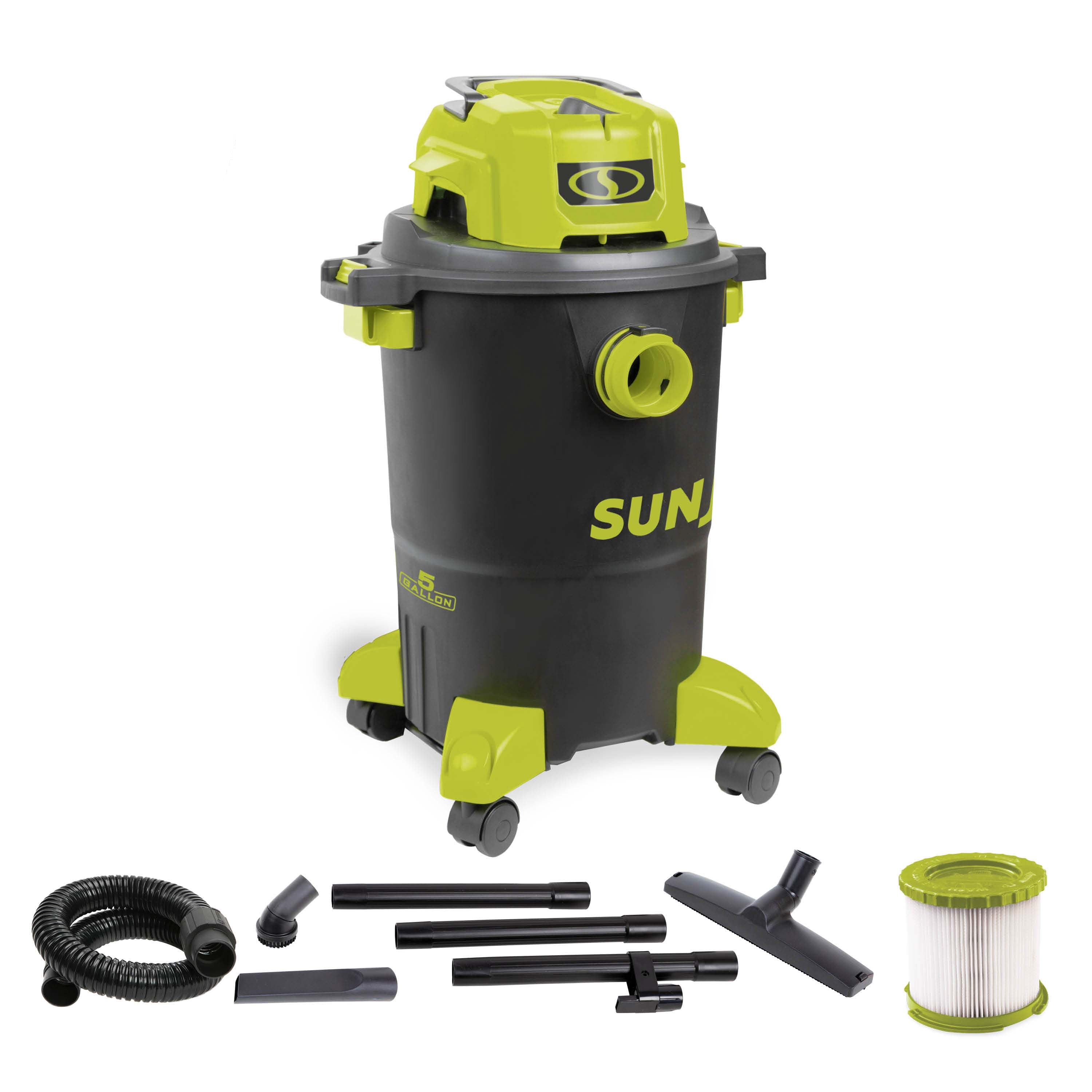 Sun Joe SWD5000 HEPA Filtration Wet/Dry Shop Vacuum w/ Cleaning Attachments | 5-Gal | 1200-Watt | 7.0 Peak HP | For Home, Workshops, Pet hair & Auto Use