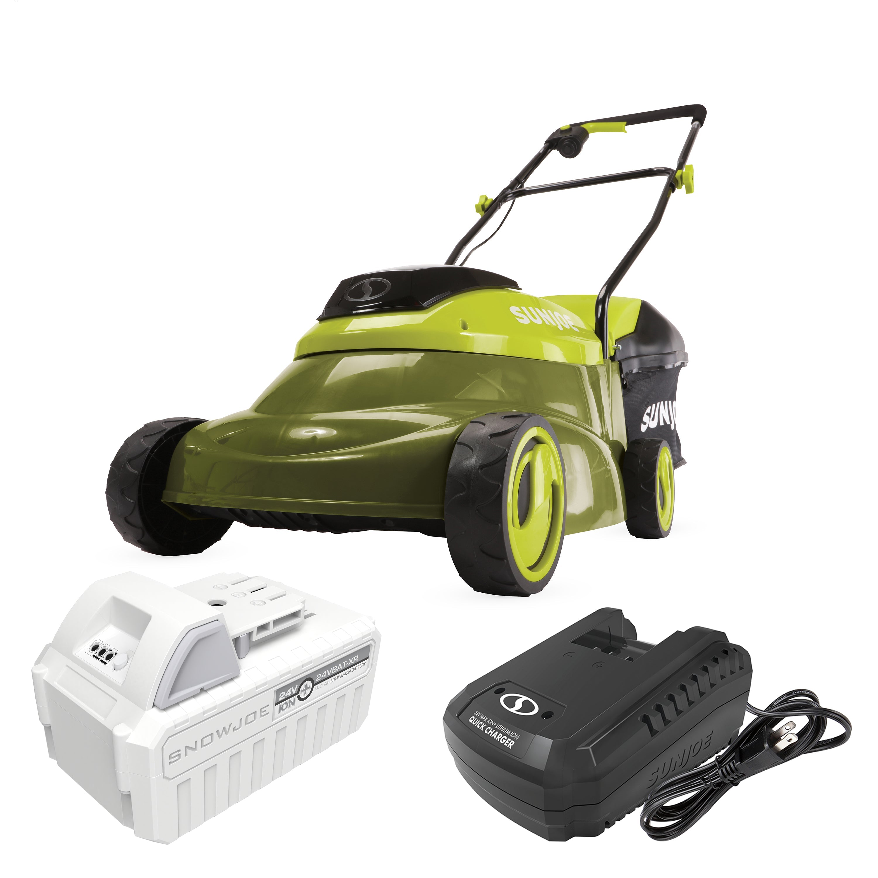 Sun Joe MJ24C-14-XR 24-Volt* IONMAX Cordless Brushless Lawn Mower Kit | 14-inch | W/ 5.0-Ah Battery + Charger