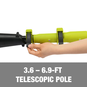 3.6 to 6.9 foot telescopic pole.