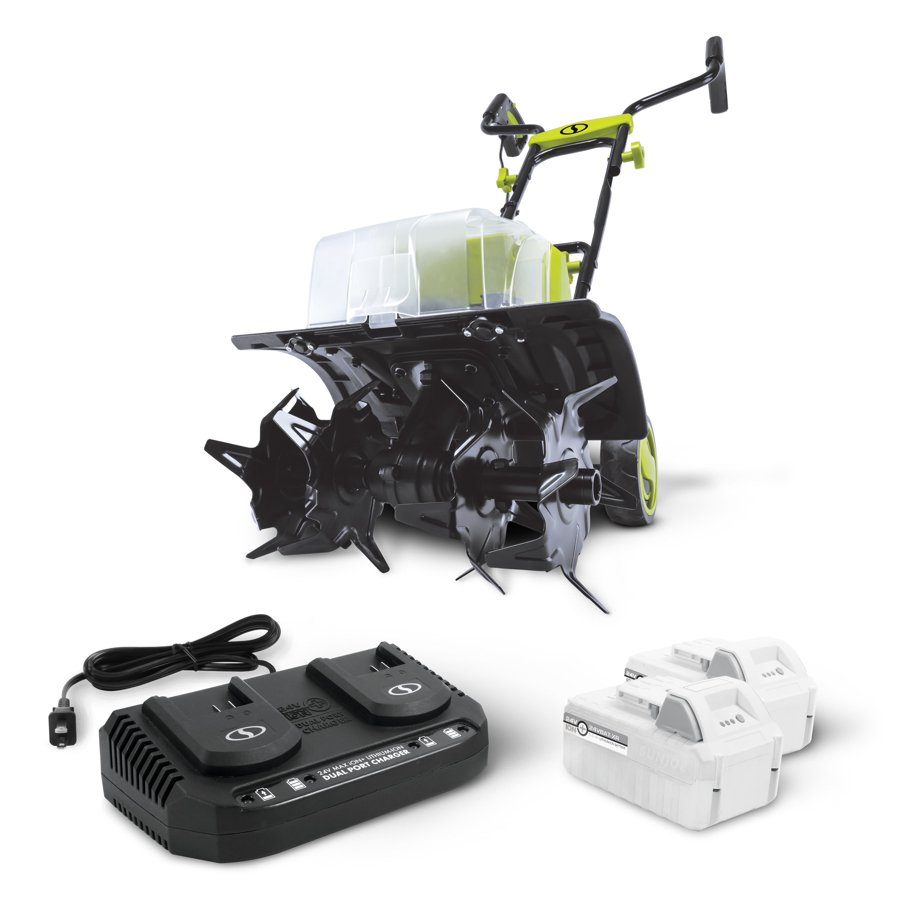 Sun Joe 48-Volt* IONMAX Cordless Garden Tiller + Cultivator Kit | W/ 2 x 5.0-Ah Batteries + Charger