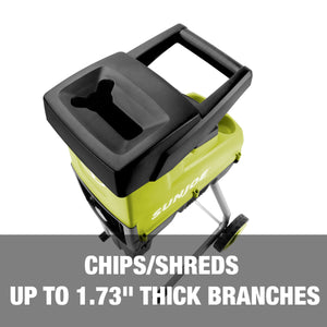 Chips and shreds up to 1.73-inch thick branches.