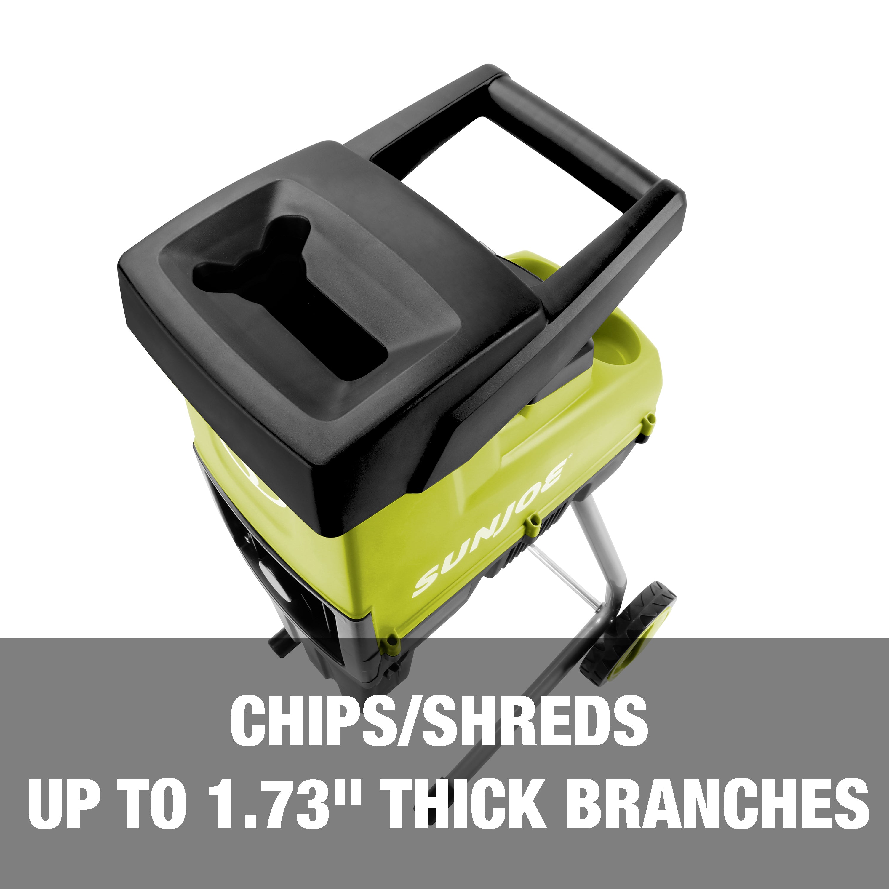 Chips and shreds up to 1.73-inch thick branches.