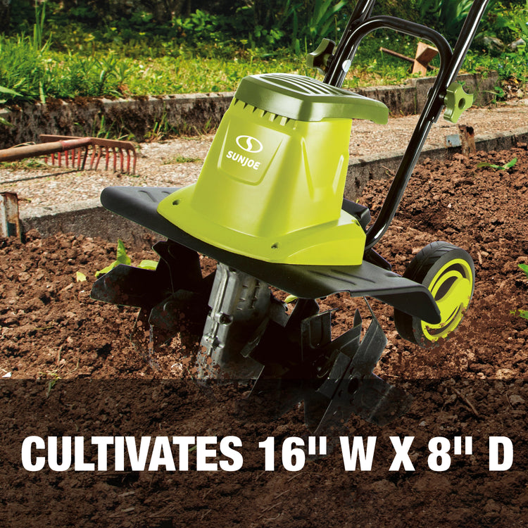 Cultivates 16 inches wide and 8 inches deep.