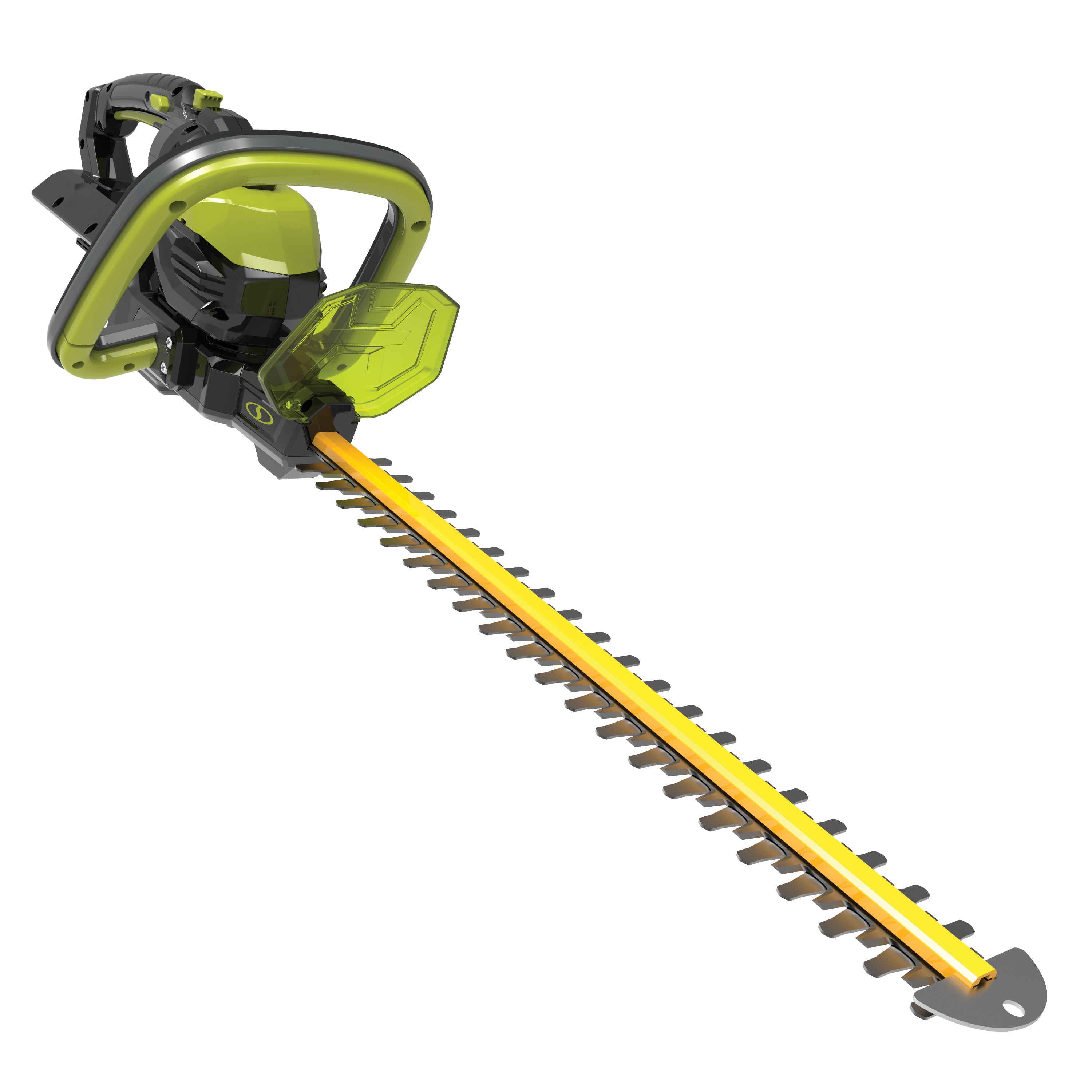 Sun Joe 100-volt 24-inch Cordless Handheld Hedge Trimmer Kit.