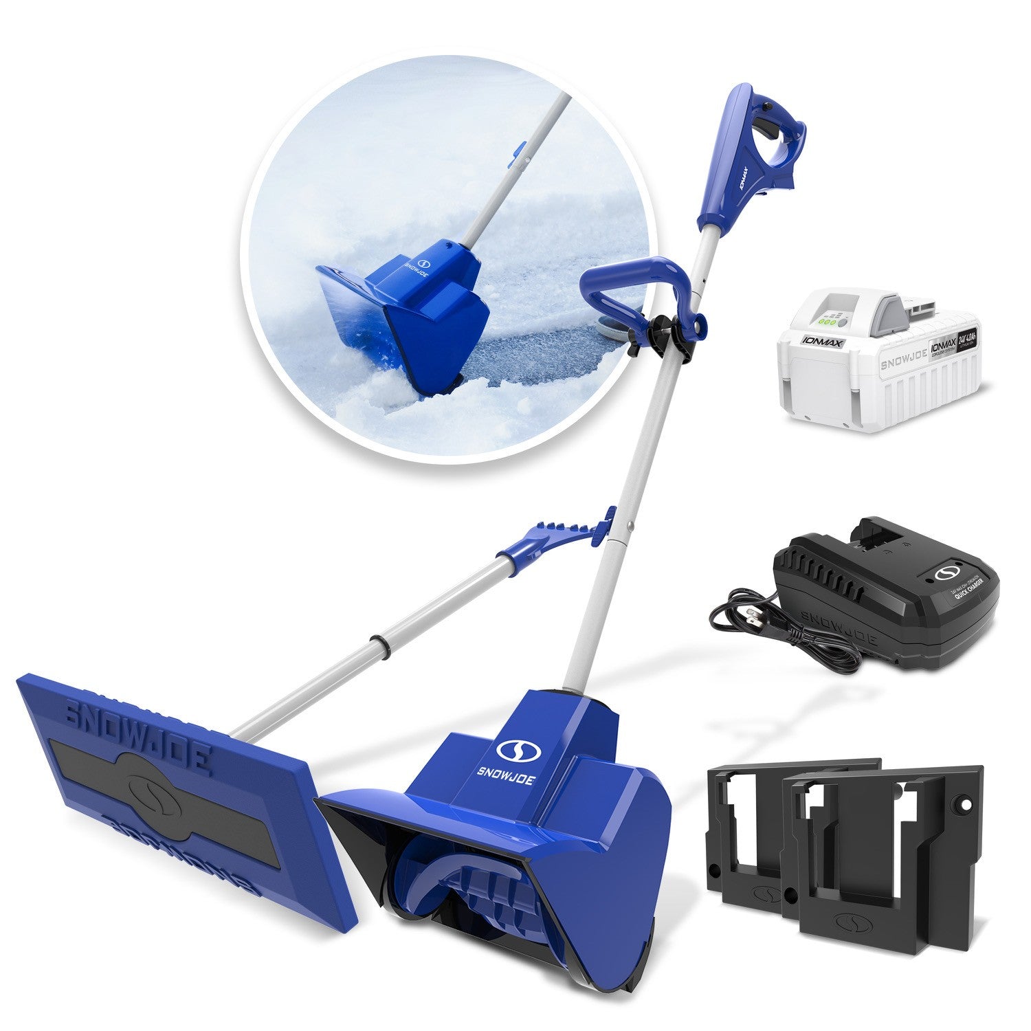 Snow Joe 24V-SS11-ULT Snow Shovel Combo Kit | 24V Cordless Snow Shovel + Snow Broom | W/ 4.0-Ah Battery, Charger, and 2 x Battery Holder