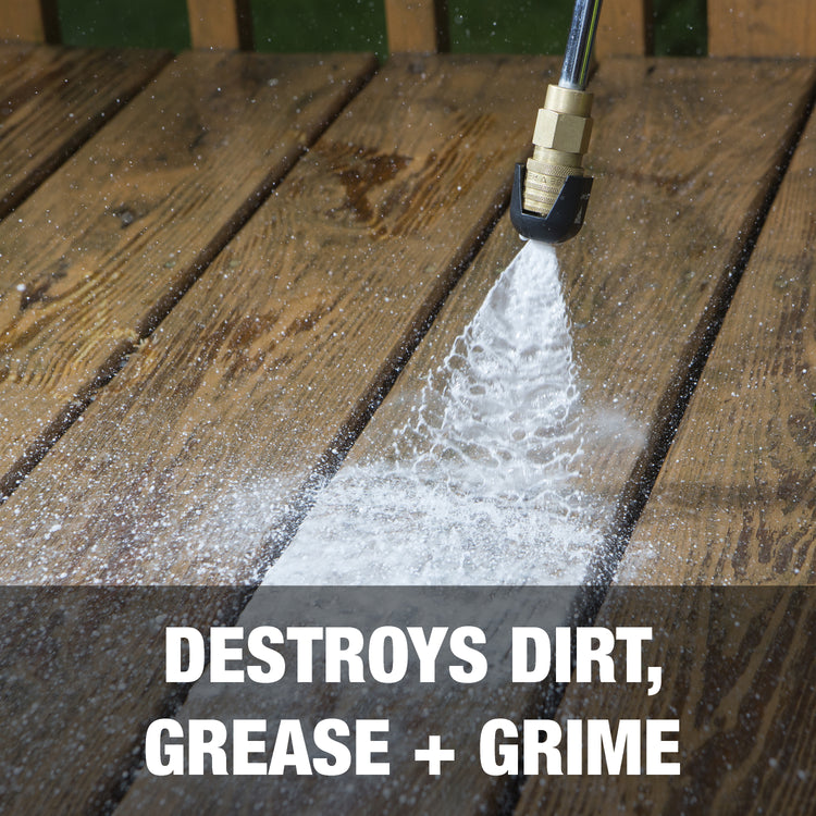 Destroys dirt, grease, and grime.