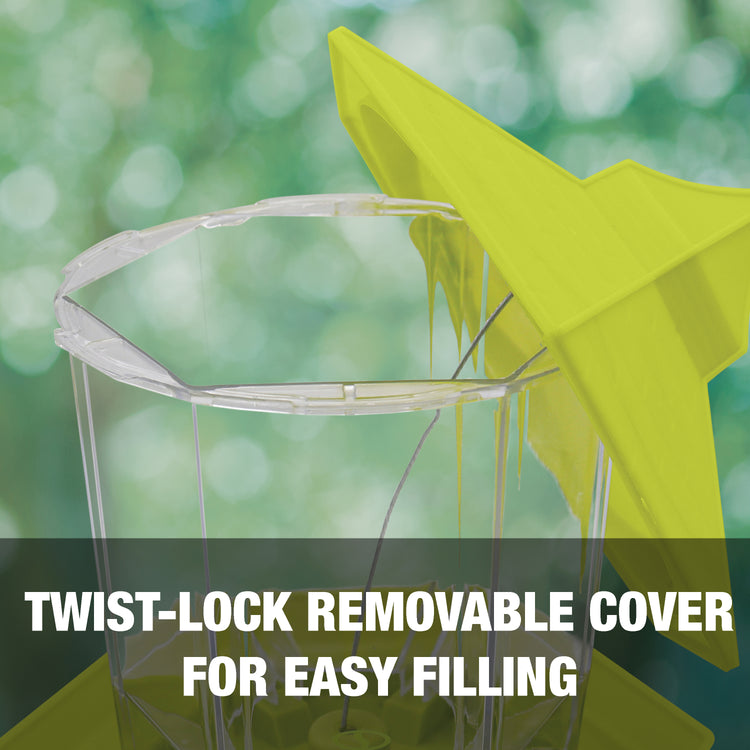 Twist-lock removable cover for easy filling.