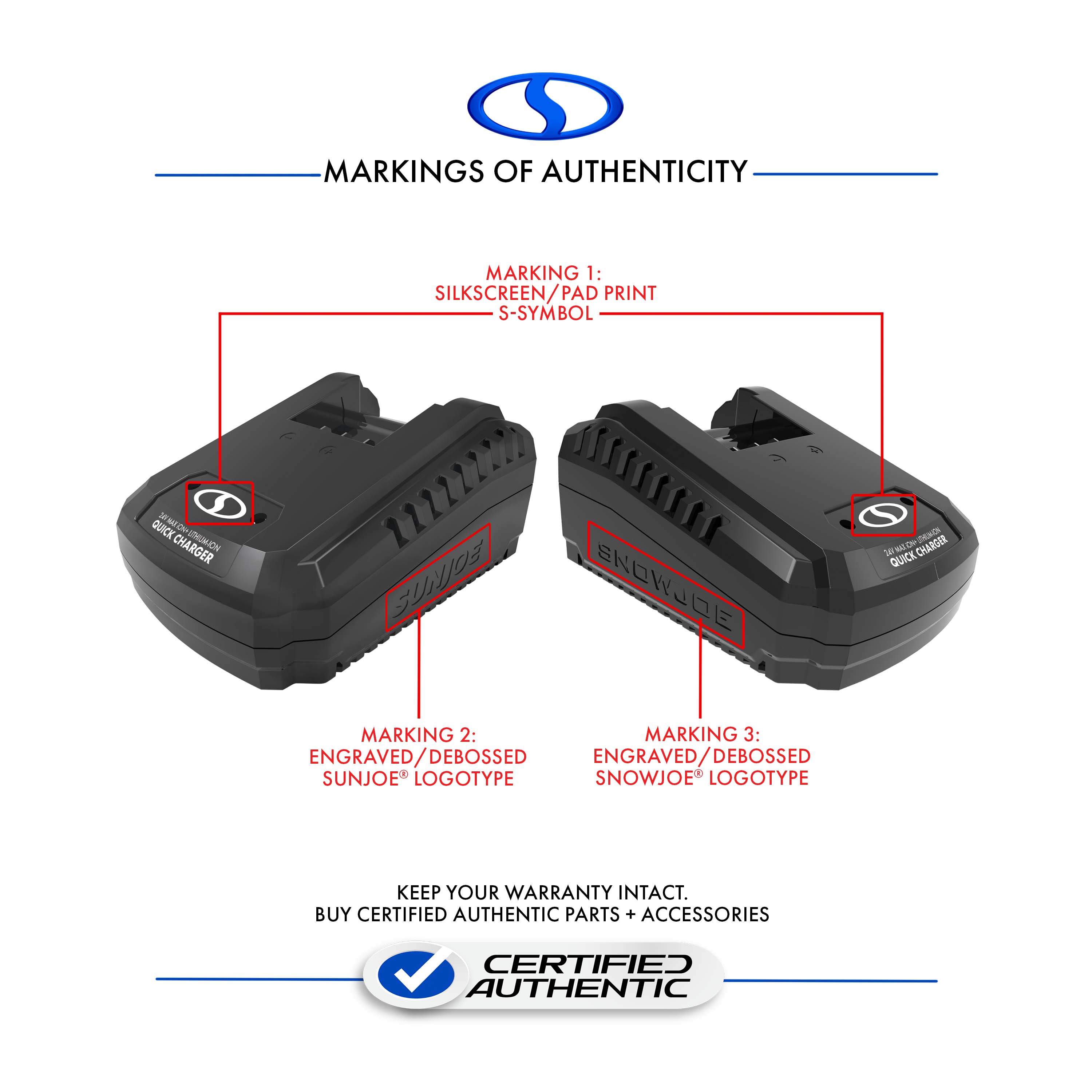 Snow Joe + Sun Joe CERTIFIED AUTHENTIC 24VCHRG-QC IONMAX Quick Charge Dock for iBAT24 and 24VBAT Series Batteries